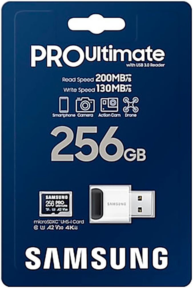 Samsung Speicherkarte »PRO Ultimate microSD 256GB«, (Video Speed Class 30 (V30)/UHS Speed Class 3 (U3) 200 MB/s Lesegeschwindigkeit)