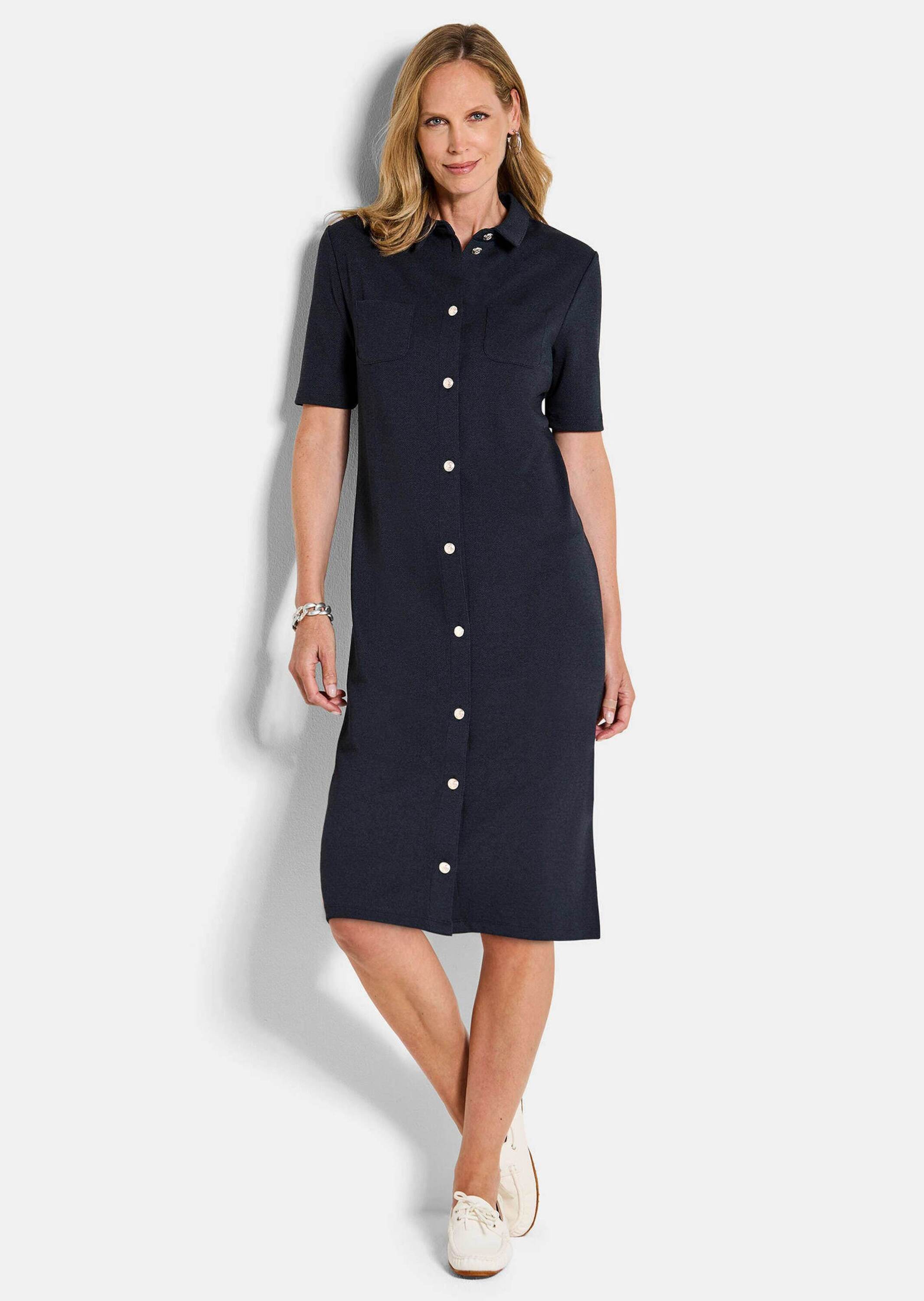 Thumbnail - GOLDNER Jerseykleid "Kurzgröße Polokleid in maritimen Look" stretchbequeme Jerseyware