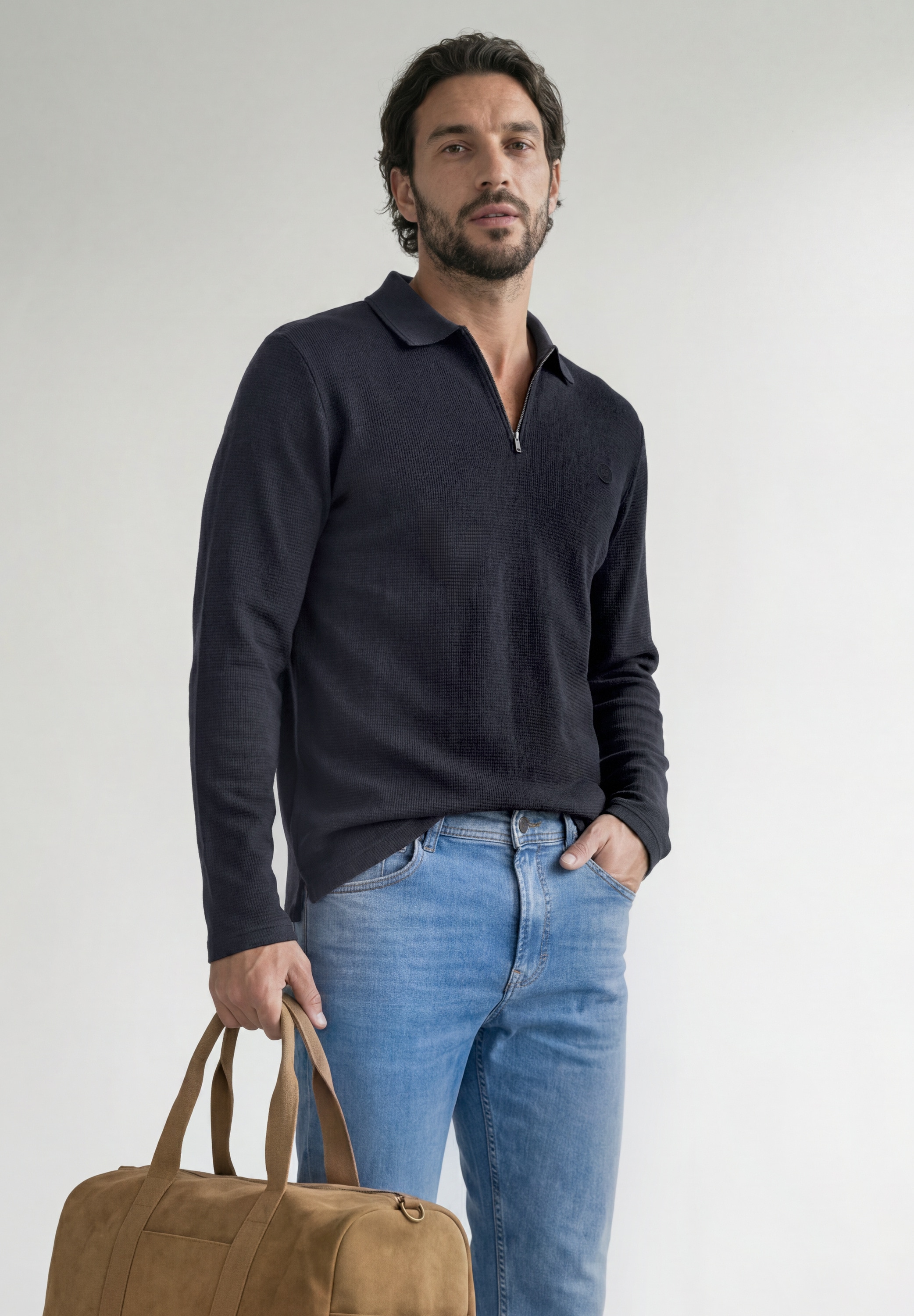 STREET ONE MEN Poloshirt aus Baumwolle mit Stretchante