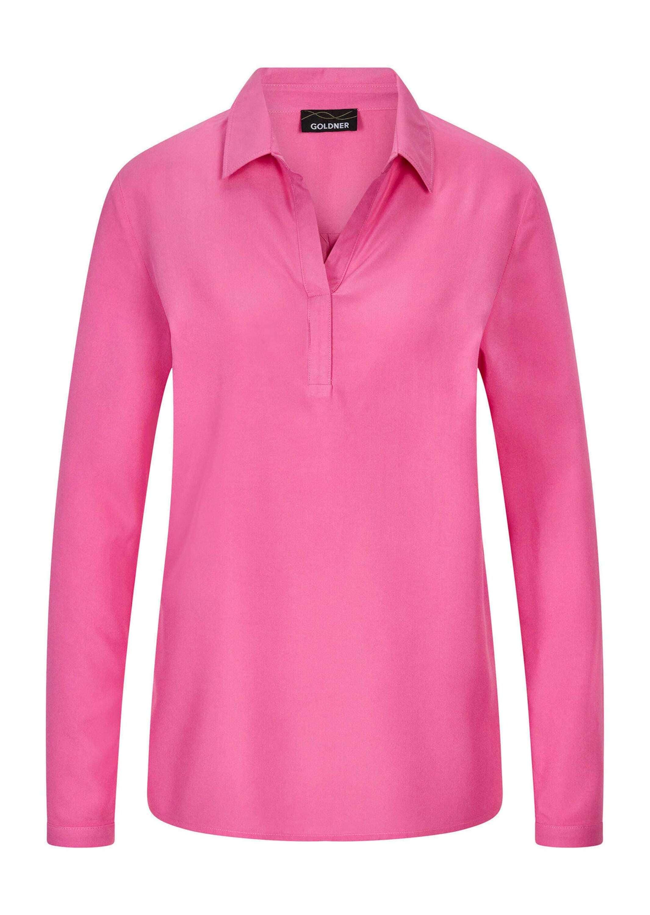 Klassische Bluse GOLDNER "Kurzgröße Zeitlose Viskosebluse mit Hemdkragen", Damen, Gr. 25, pink, Obermaterial: 100% Viskose CV., Modisch, Blusen, Hemdkragen