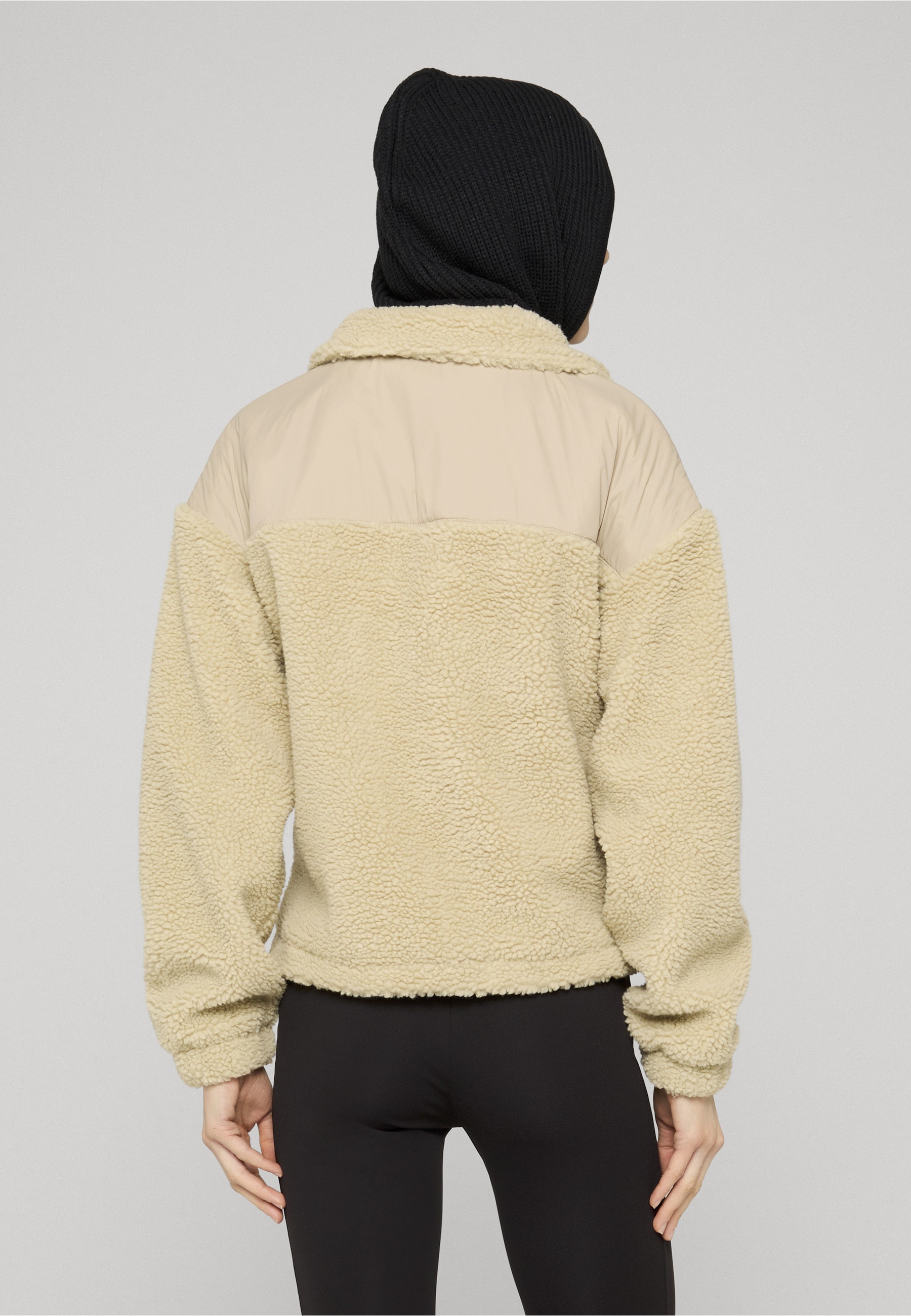 URBAN CLASSICS Winterjacke »Urban Classics Damen Ladies Sherpa Mix Jacket« 1 Stk. tlg. mit Kapuze