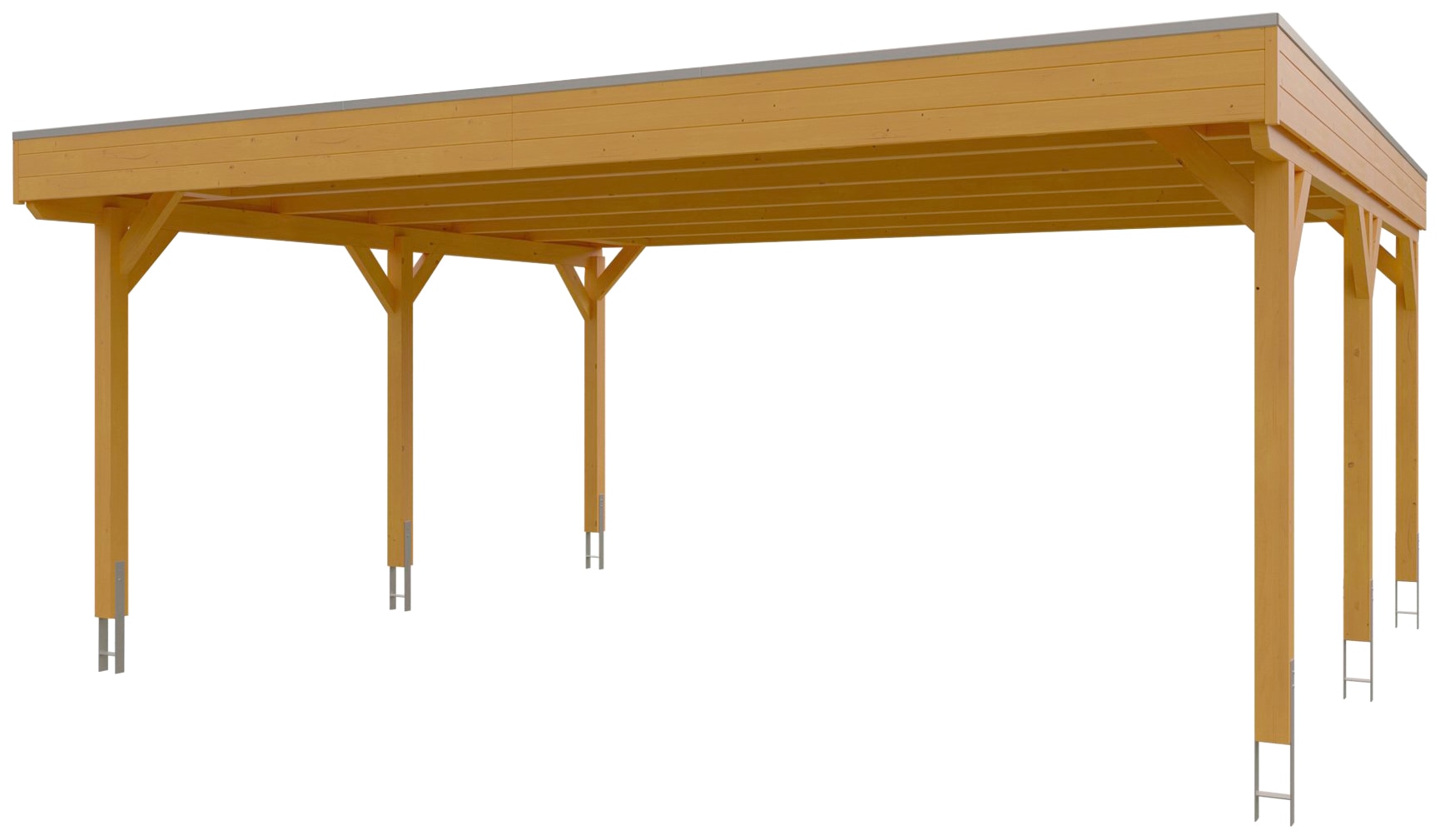 Skanholz Doppelcarport »Grunewald«, Leimholz-Nordisches Fichtenholz, hellbraun, mit Aluminiumdach