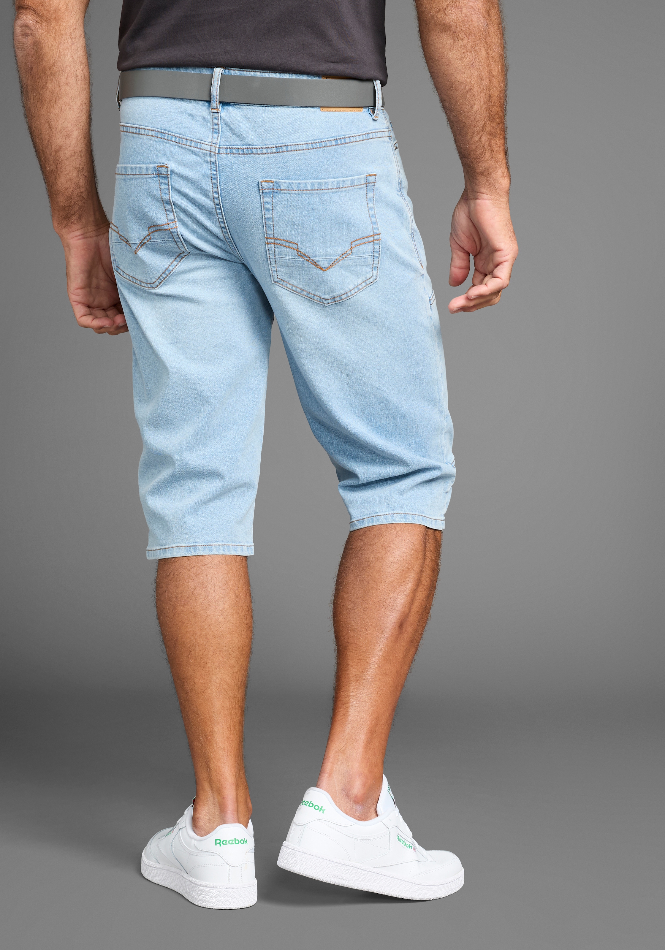 H.I.S Jeansbermudas »HANTZ«, (Set, 2 tlg., mit abnehmbarem Gürtel), gerader Beinschnitt, Used-Look mit Abriebeffekten