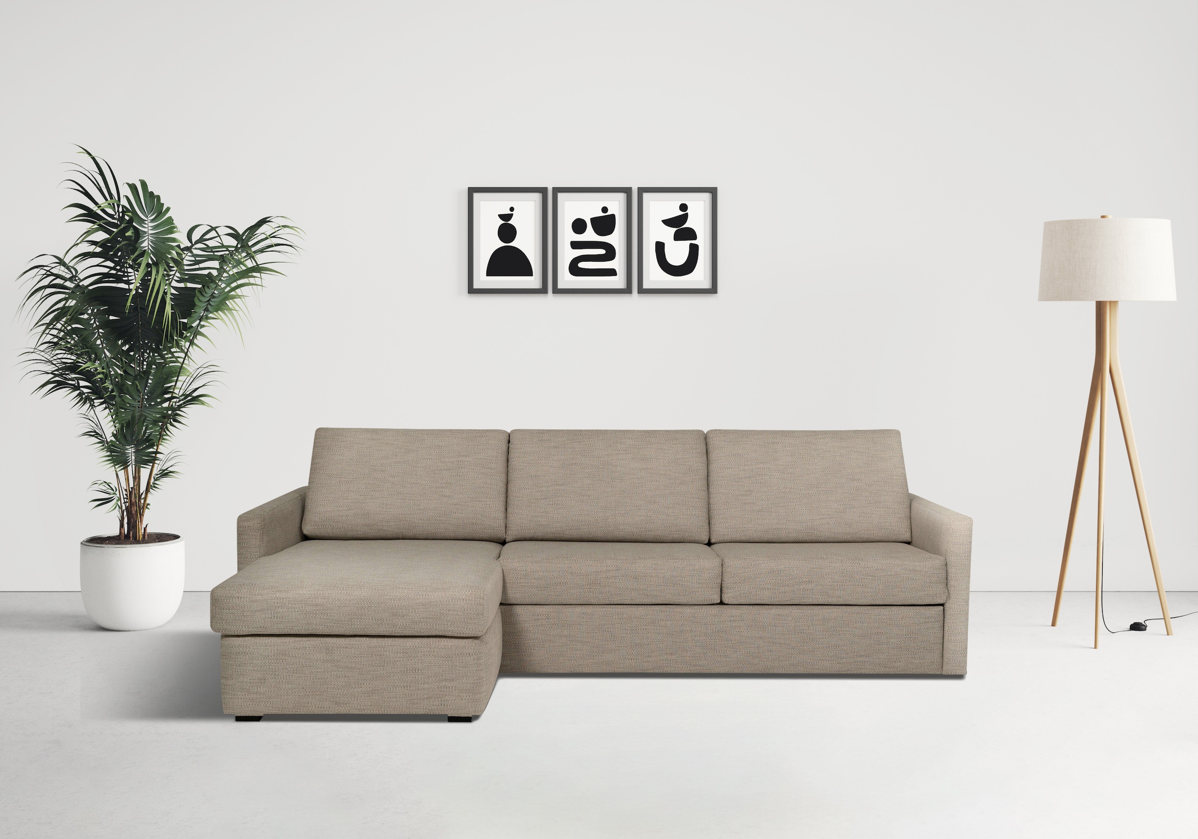 OTTO home Schlafsofa "GOLDPOINT Ecksofa 264 cm, Liegefläche (140/200cm), L-Form" Bettfunktion, Bonell-Federkernmatratze und Dauerschläfer-Funktion