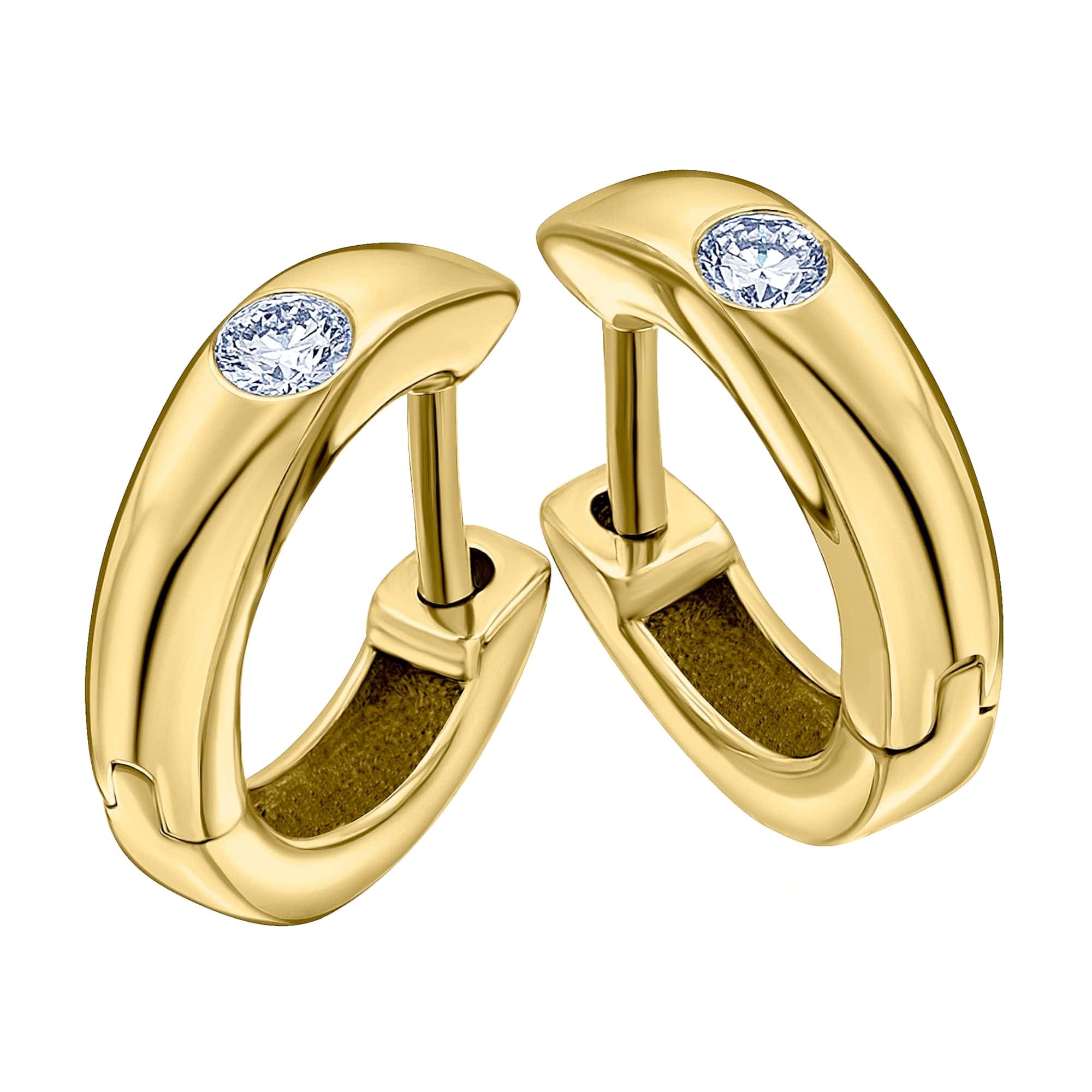 ONE ELEMENT Paar Creolen »0,10 ct Diamant Brillant Ohrringe Creolen aus 585 Gelbgold«, Damen Gold Schmuck