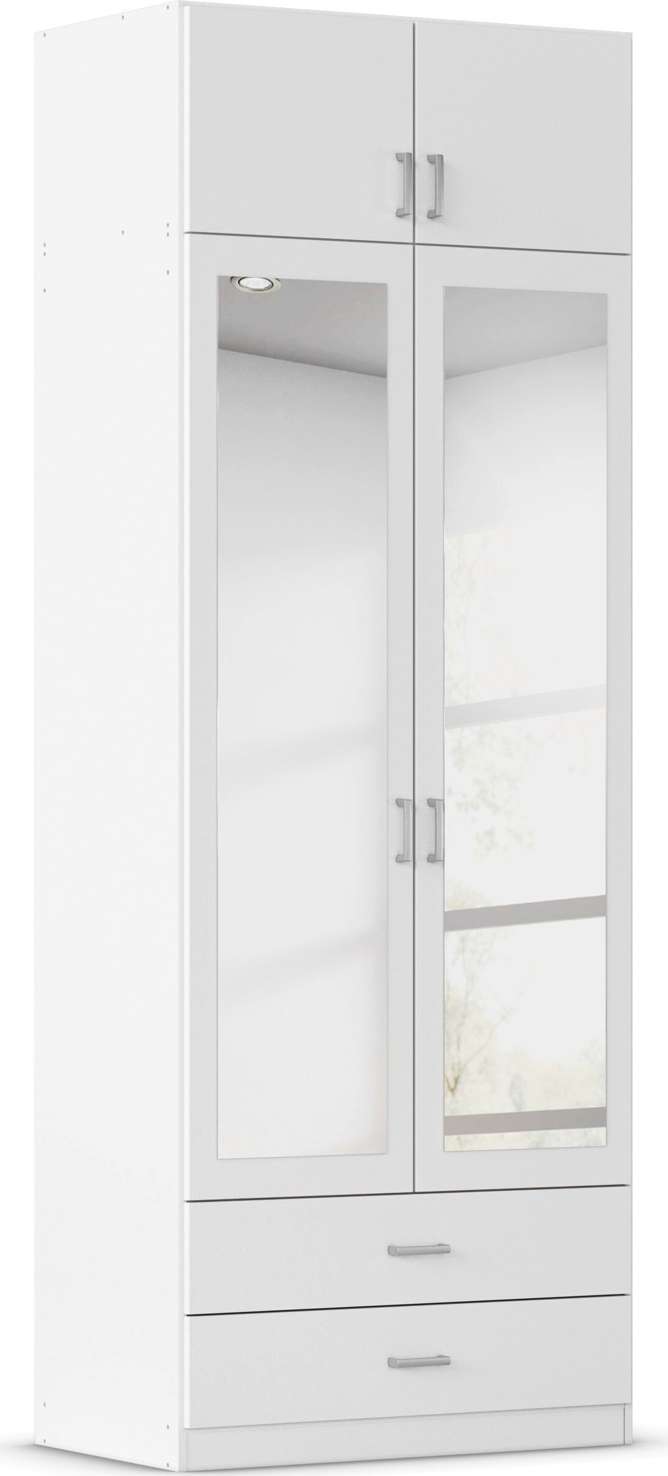 rauch Kleiderschrank "Schrank Garderobe Wäscheschrank GAMMA in 4 Breiten 91-226 cm" 3 verschiedene Ausstattungen BASIC/CLASSIC/PREMIUM (inkl. SOFT-CLOSE), mit Schubladen und Schrankaufsatz sowie Spiegel MADE IN GERMANY