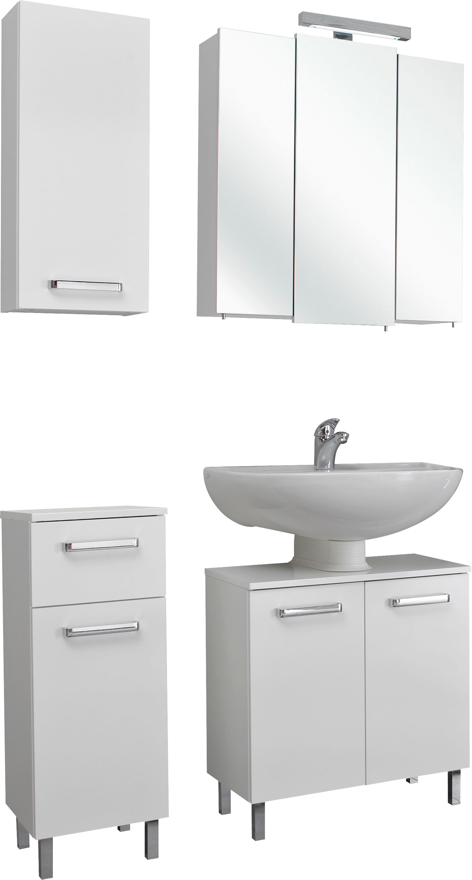 Saphir Badmöbel-Set "Quickset 4-teilig, Waschbeckenunterschrank mit LED-Spi günstig online kaufen