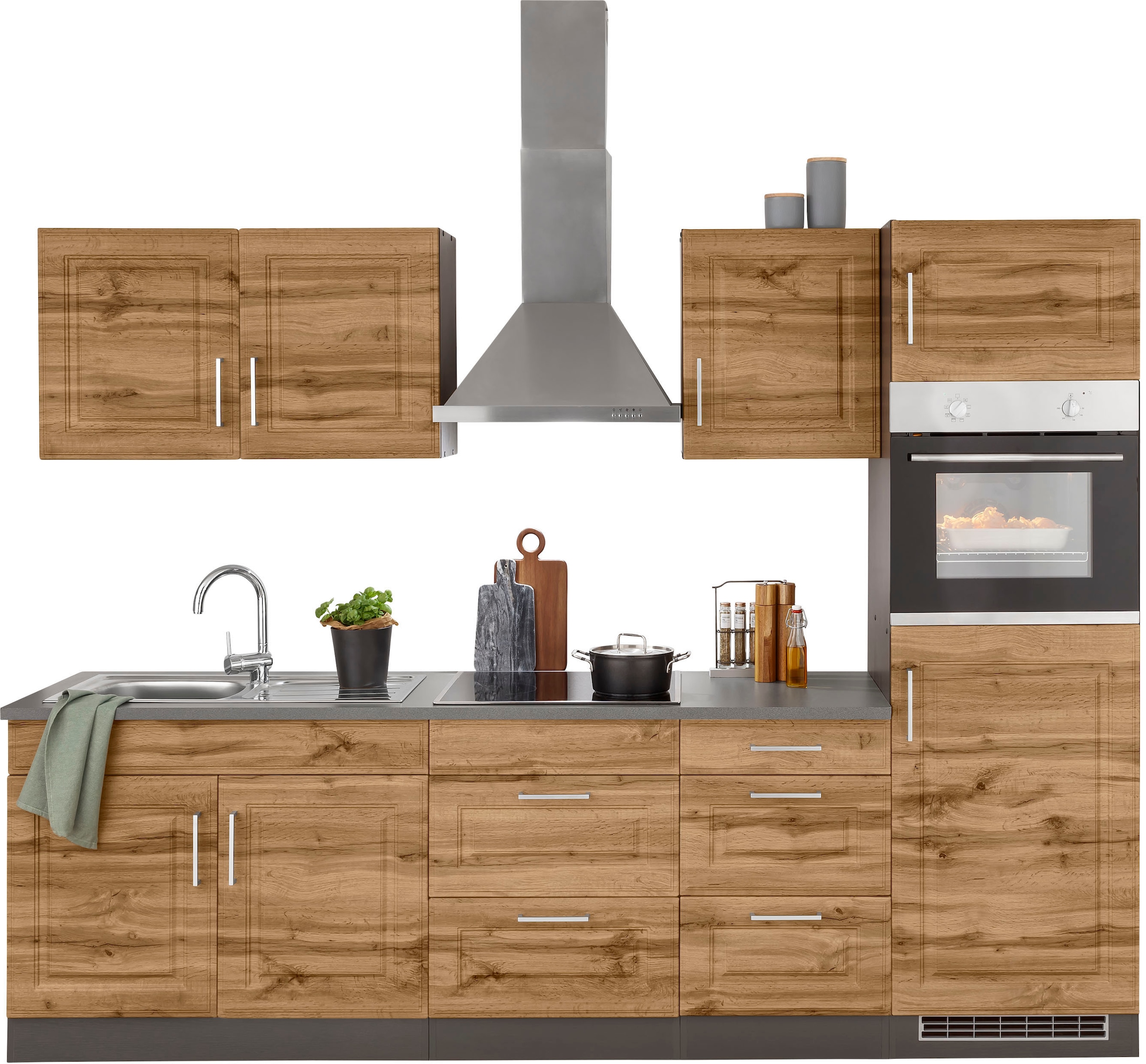 HELD MÖBEL Küchenzeile "Stockholm", Breite 270 cm, mit hochwertigen MDF Fro günstig online kaufen
