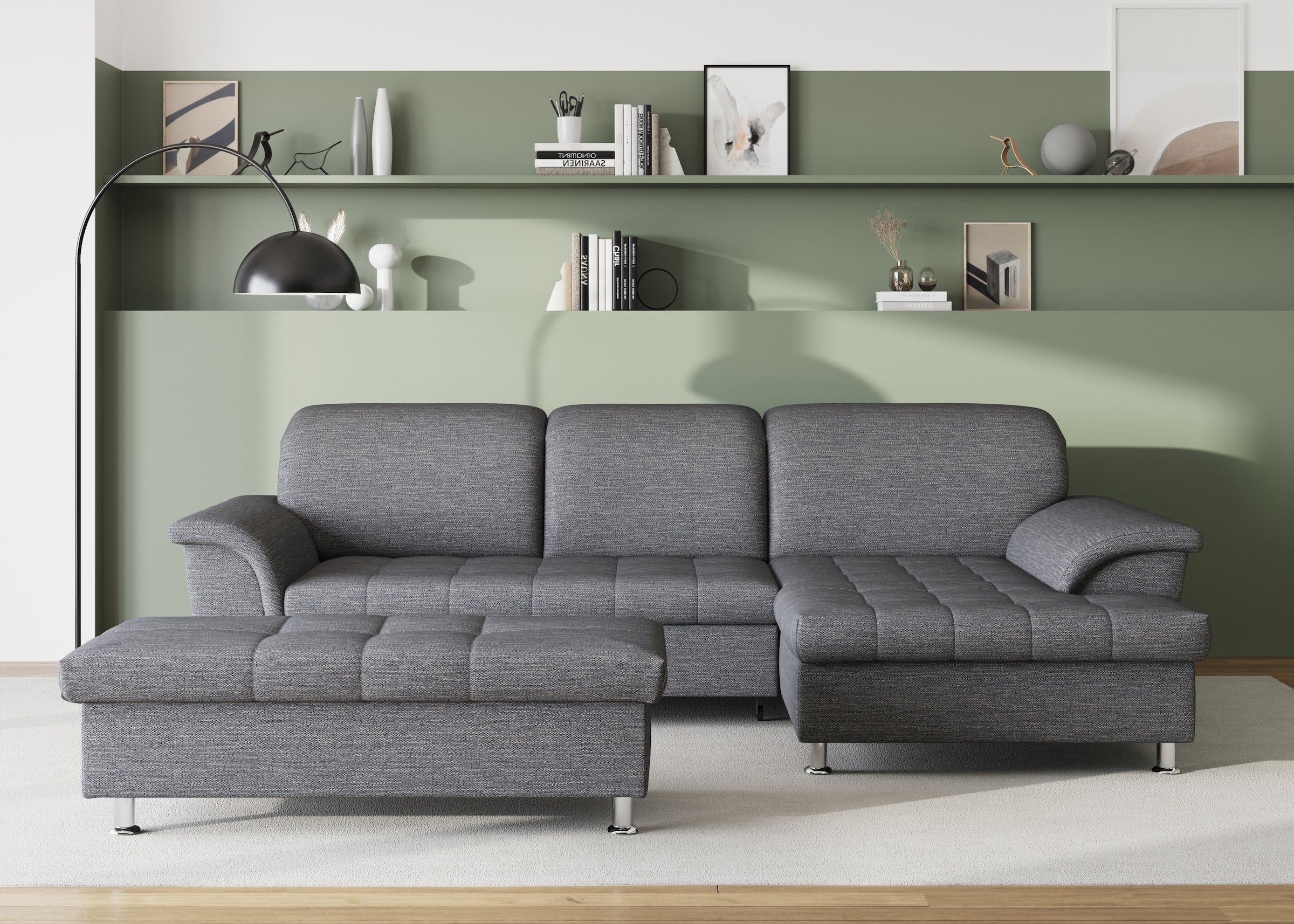 DOMO collection Ecksofa Franzi, wahlweise mit Bettfunktion, Bettkasten und Kopfteilverstellung