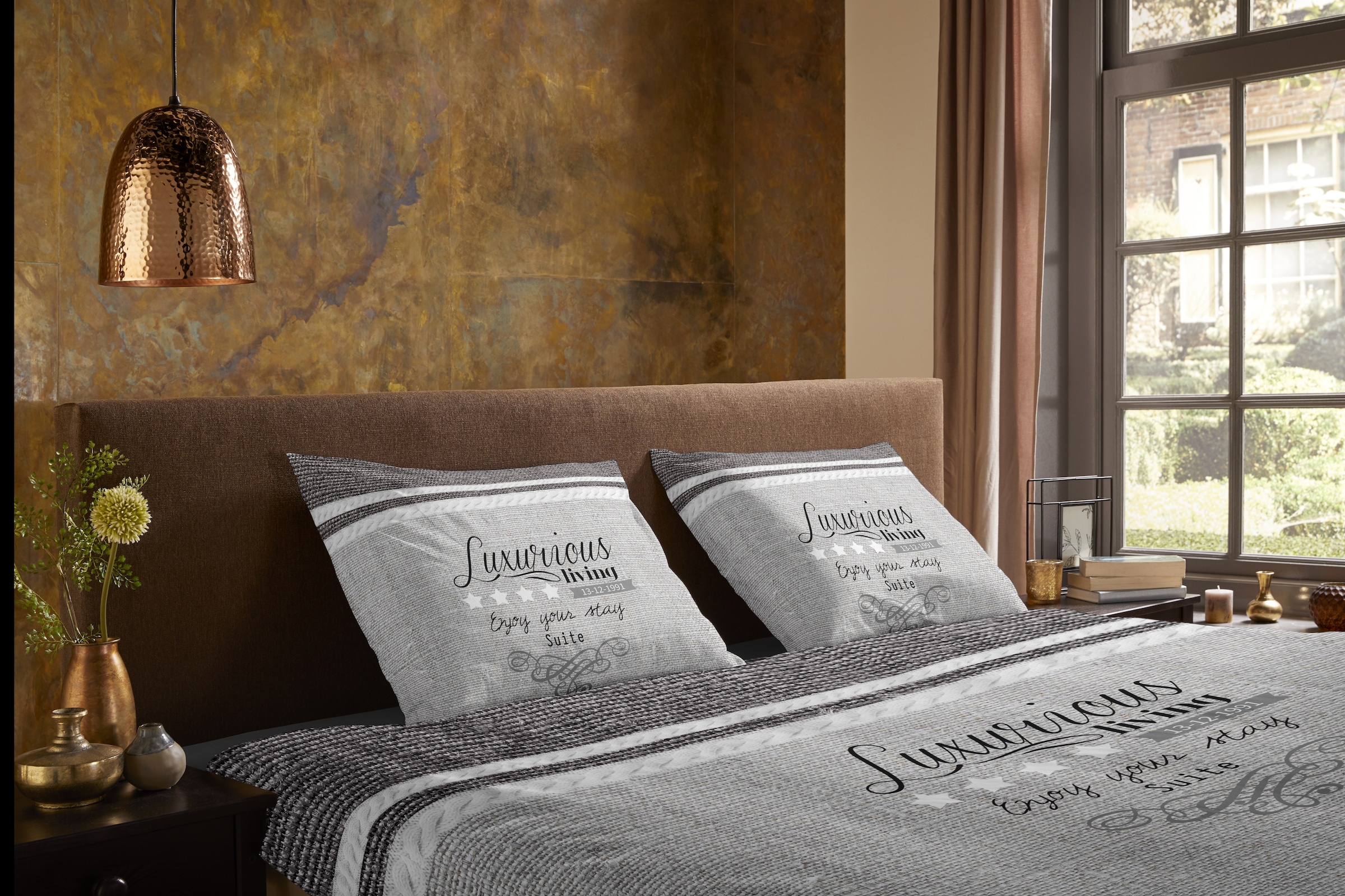 PURE luxury collection Wendebettwäsche »Suite«, Mikrofaser, 135x200, 2 Teilig, Pflegeleicht, Wendeoptik, Simple, Grau