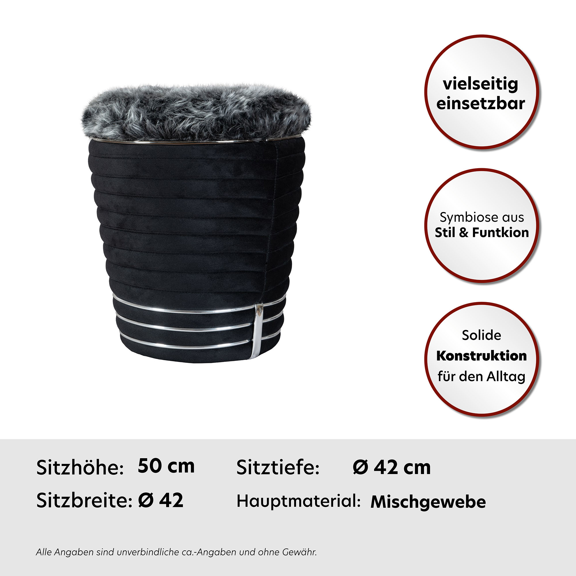 Thumbnail - Kayoom Sitzhocker "Hocker Doric, trendiger Look, ästhetische Farbgebung, schöne Steppung", (1 St.), komfortabel, hochqua...