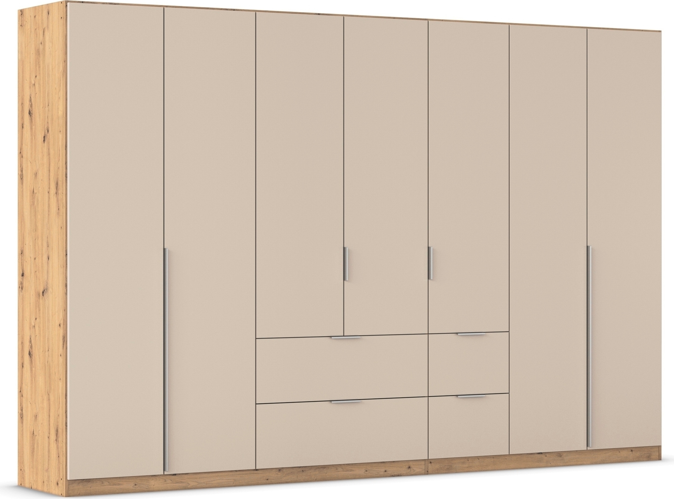 OTTO home Drehtürenschrank "Kleiderschrank Schrank Garderobe AGORDO mit Dekor- oder Hochglanzfront" in zwei Griff-Farben, Breite 315 cm, mit Außenschubkästen, Serie in 7 Breiten und 2 Höhen MADE IN GERMANY
