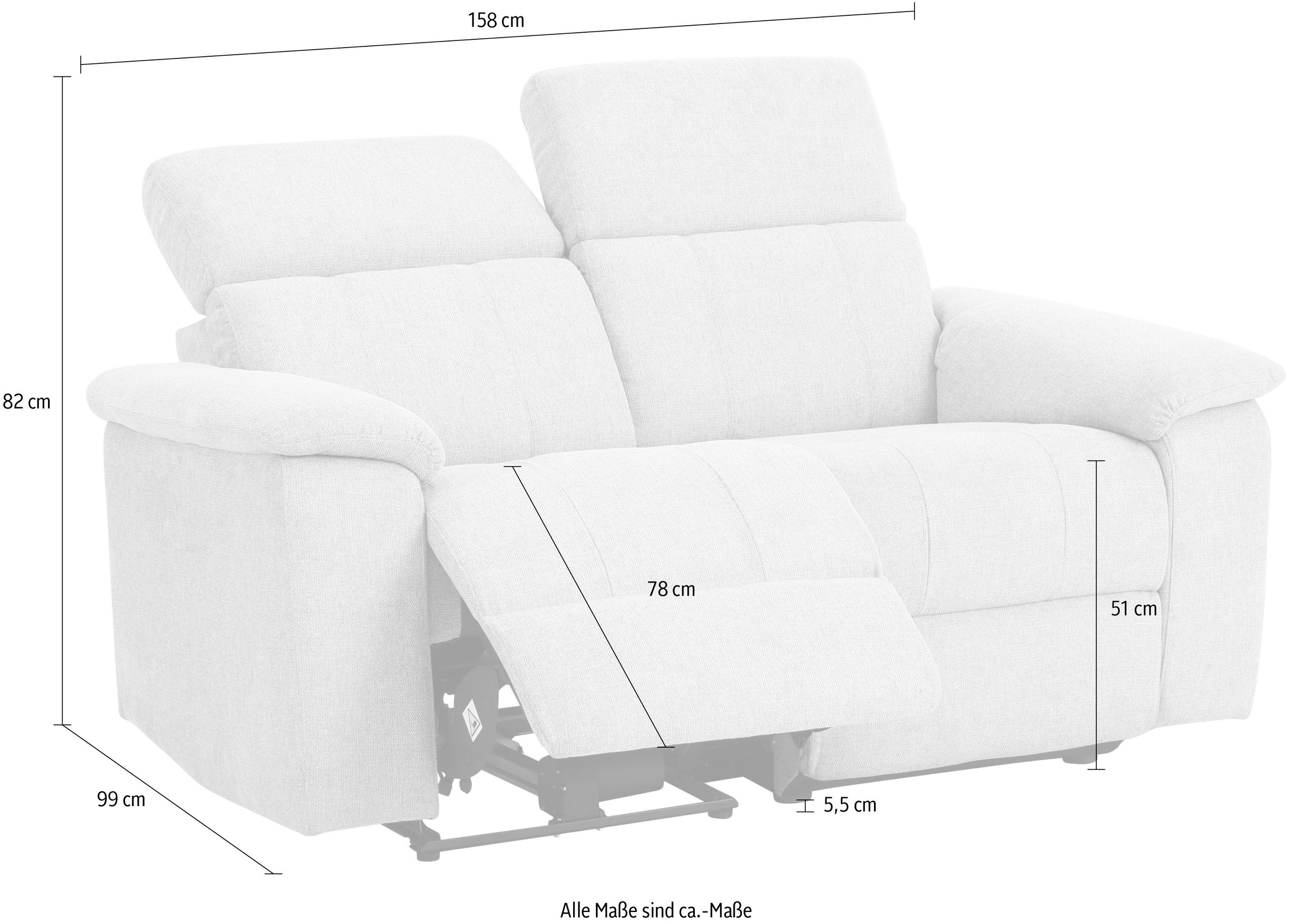 Home affaire 2-Sitzer »Binado«, mit manueller oder elektrischer Relaxfunktion mit USB-Anschluss