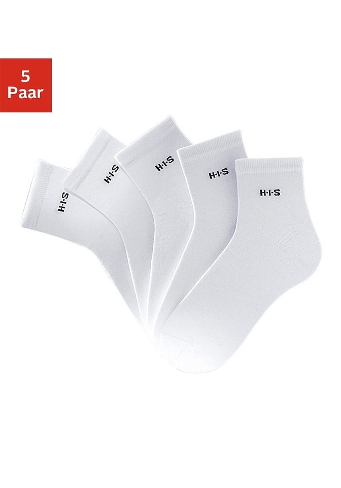 H.I.S Kurzsocken "Damen halbhohe Socken, Knöchelsocken sportliche Freizeitsocken" Packung, 5 Stk. tlg. mit Bündchen über dem Knöchel