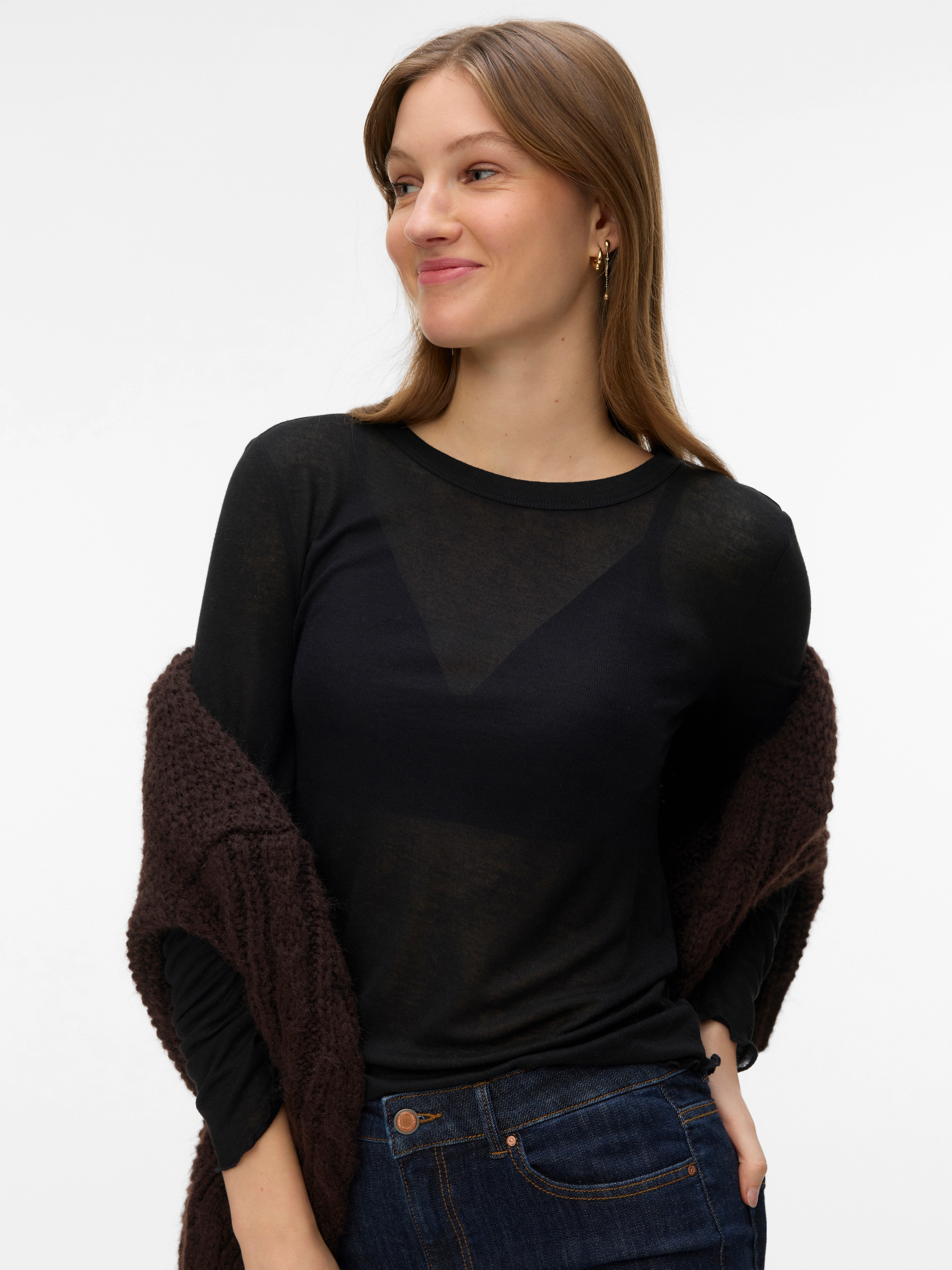 Vero Moda Langarmshirt "VMARIEL LS TOP JRS NOOS" Materialmix, gewellter Sau günstig online kaufen
