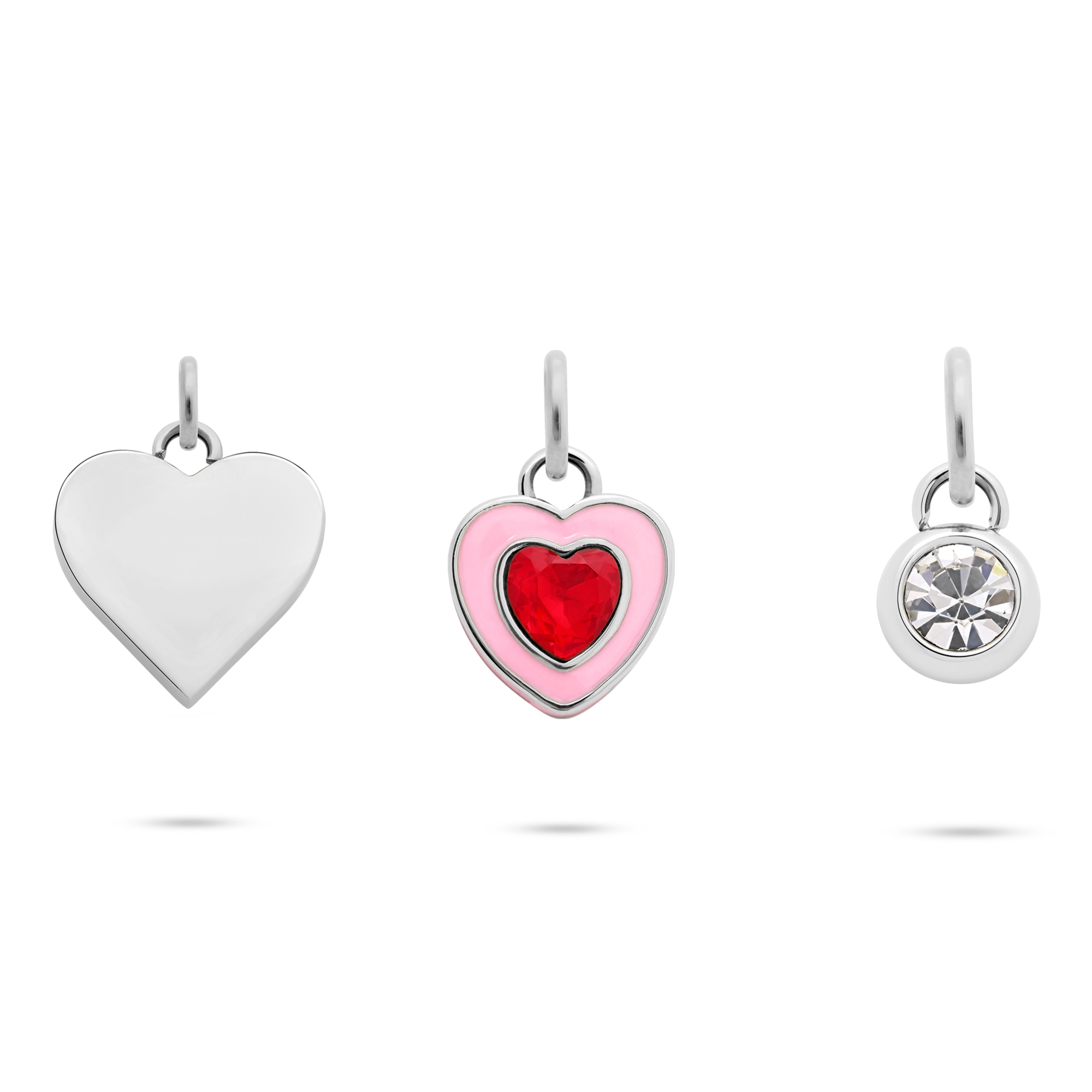 TAMARIS Damen Anhänger Set "Schmuck Geschenk 3er Anhänger Bundle, Herzen", Edelstahl, 4,9 gedelstahlfarben, kristallweiß, rot, kristallweiß, rot,