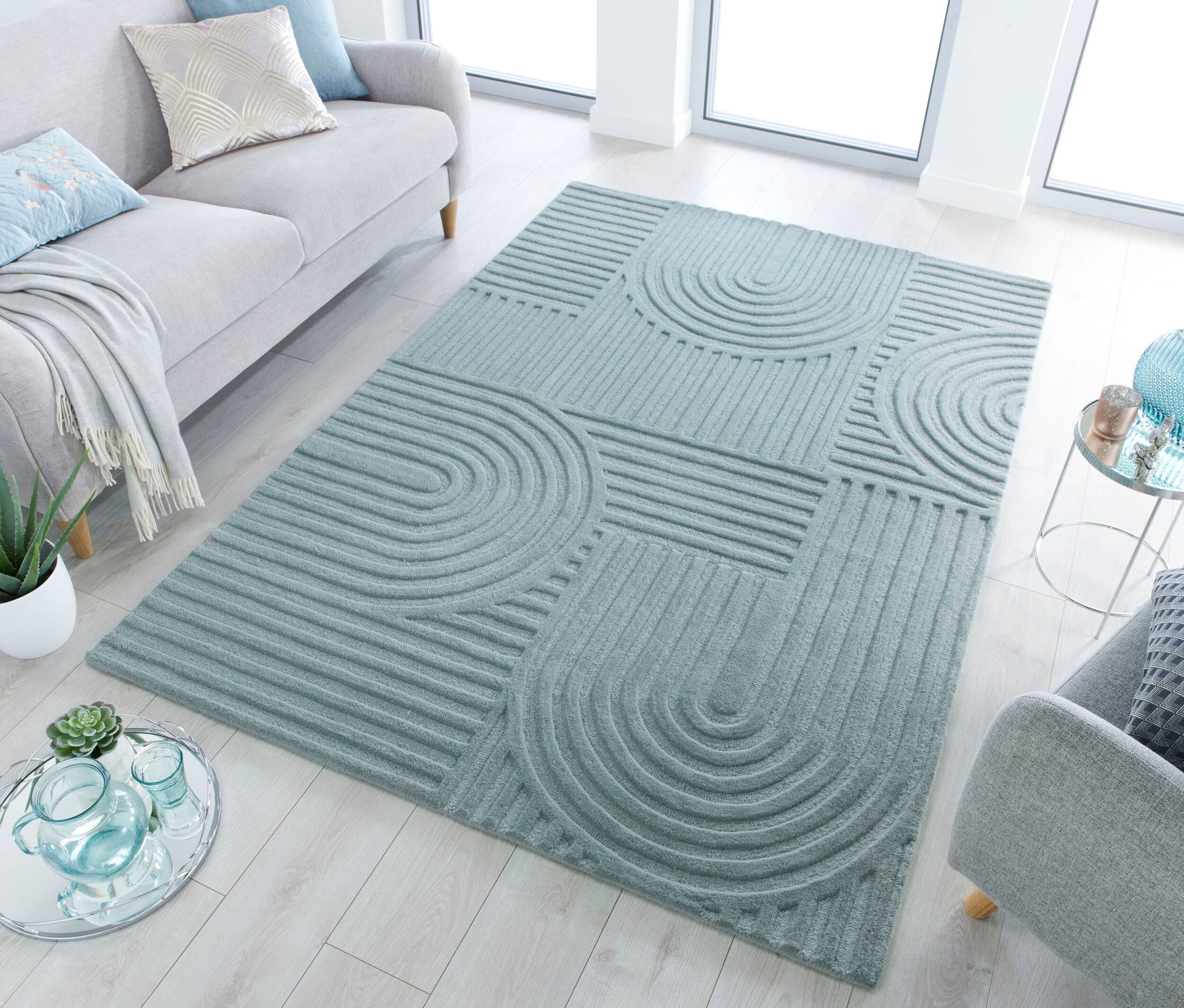 FLAIR RUGS Wollteppich "Zen Garden, modern & mit Linien" 10 mm Höhe 100% Wo günstig online kaufen