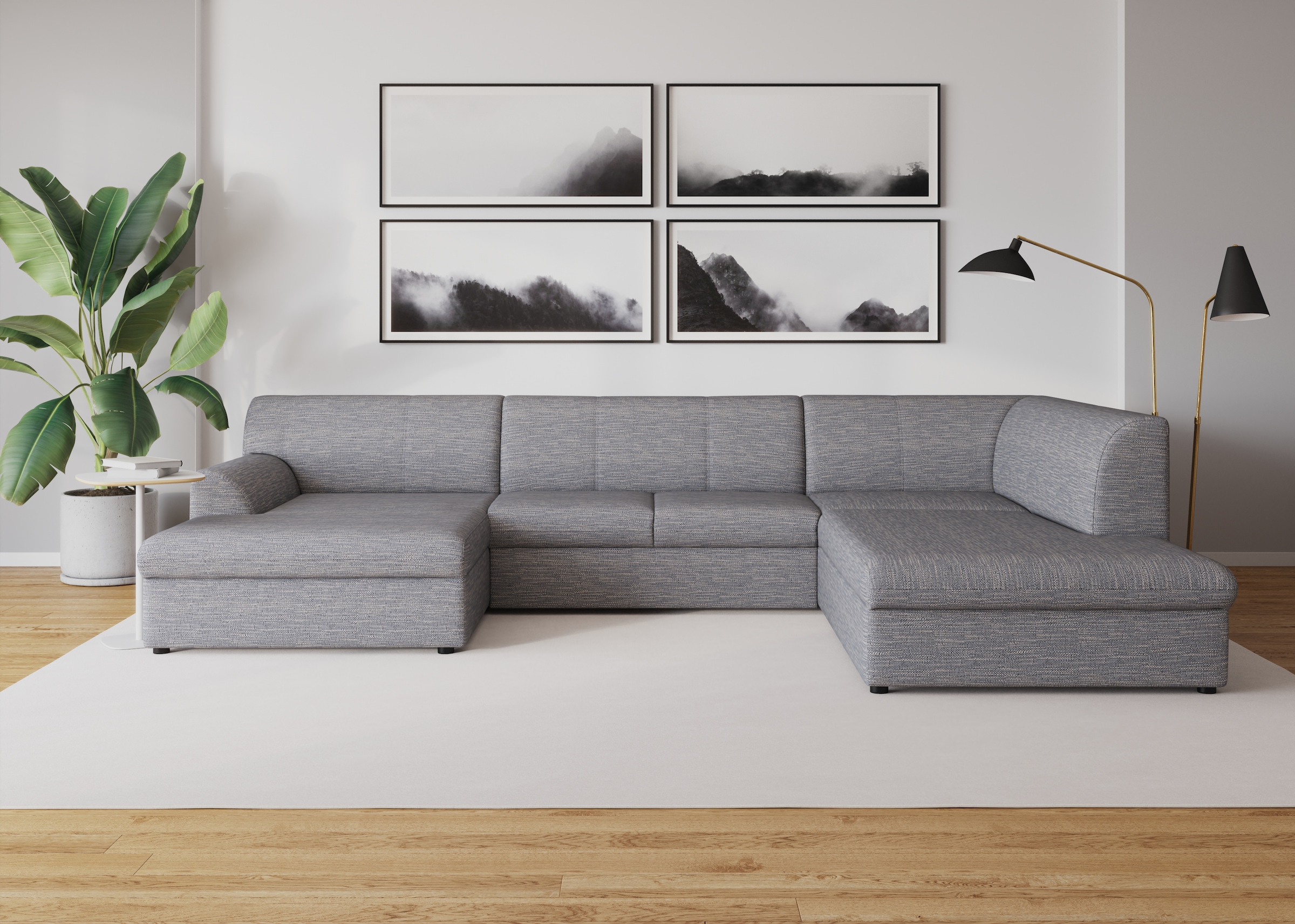 DOMO collection Wohnlandschaft "Topper, elegant und zeitlos, komfortabel, U-Form" wahlweise mit Bettfunktion
