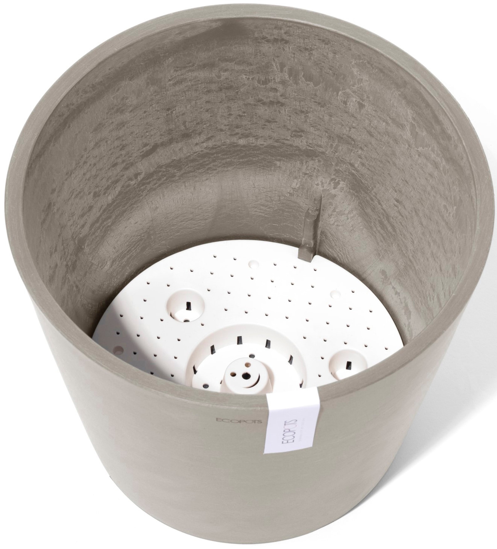 ECOPOTS Blumentopf »Amsterdam 30 + Wassersystem Taupe«, für innen und außen: frostsicher, bruchsicher und lichtbeständig