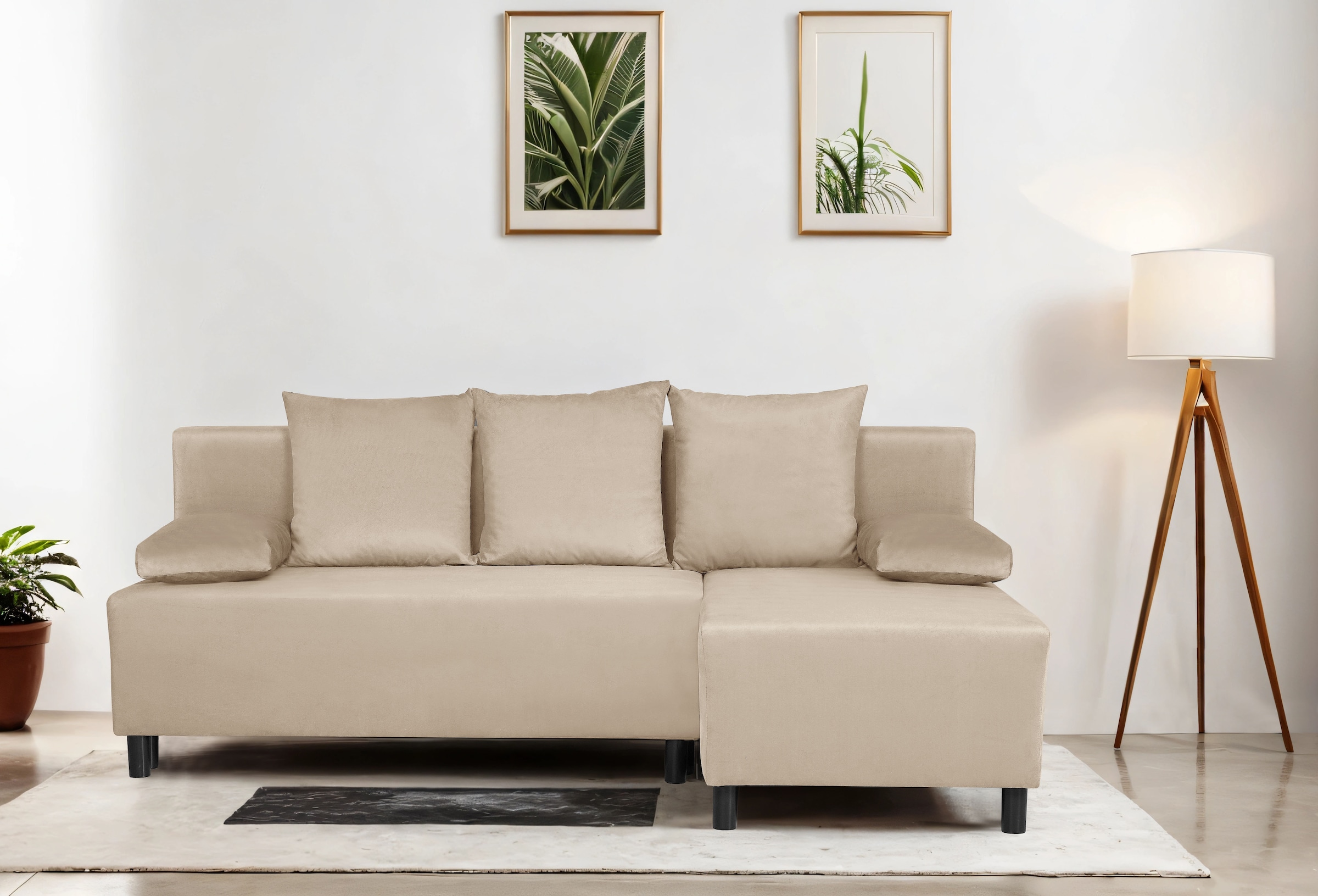 Home affaire Ecksofa "IWALANI, Schlafsofa mit Bettkasten, Recamiere beidsei günstig online kaufen