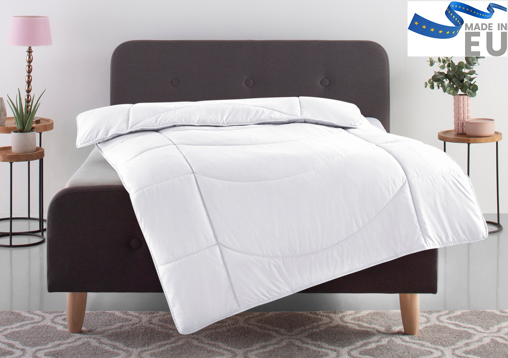 OTTO home Microfaserbettdecke "Microlux, Bettdecke 135x200 cm und Übergrößen bis 240x220cm" leicht Füllung Feuchtigkeitsregulierende 3D Klimafaser (Polyester) 1 Stk. tlg. fest versteppter Bezug - keine Bettwäsche nötig, Sommer, Winter