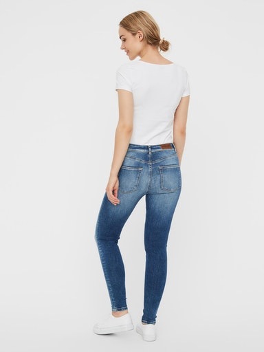 Vero Moda Damen Jeans VMLUX RI310 Slim Fit - Blau - Medium Blue Denim günstig online kaufen