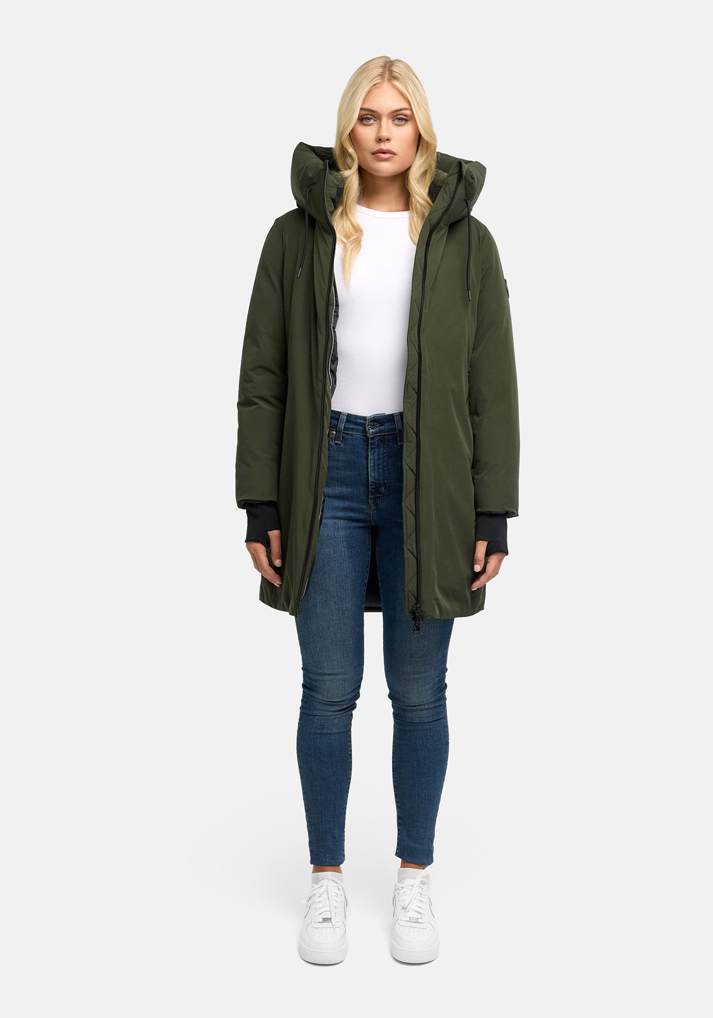 Marikoo Winterjacke »Polarhäschen« mit Kapuze Wintermantel mit Kapuze, Stehkragen, taillierte Rückenpartie