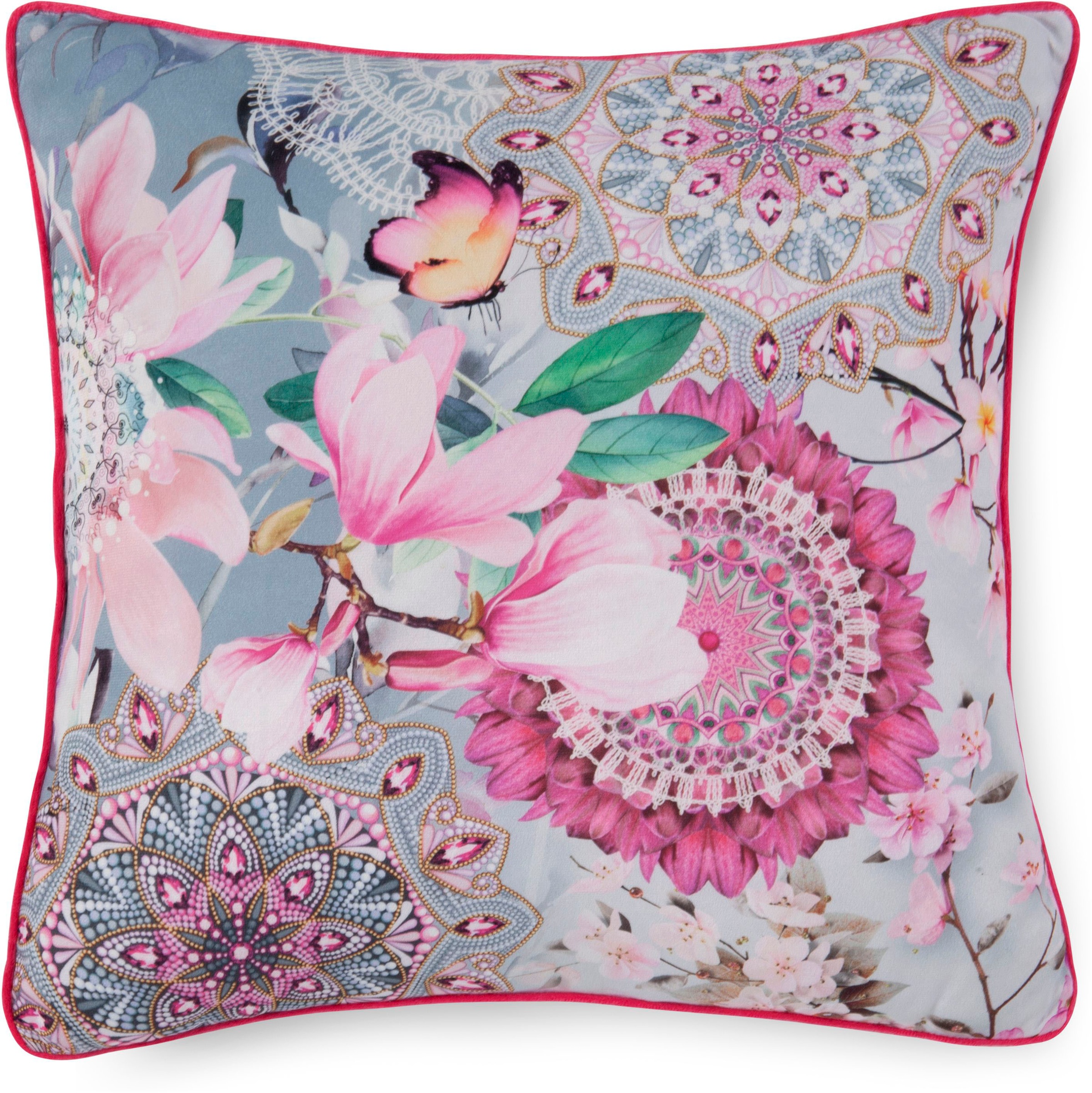hip Dekokissen »Inaya«, Mit Füllung, 1 Stück, Biese, 30x60, Wendeoptik, Weich, Magnolie, Grau
