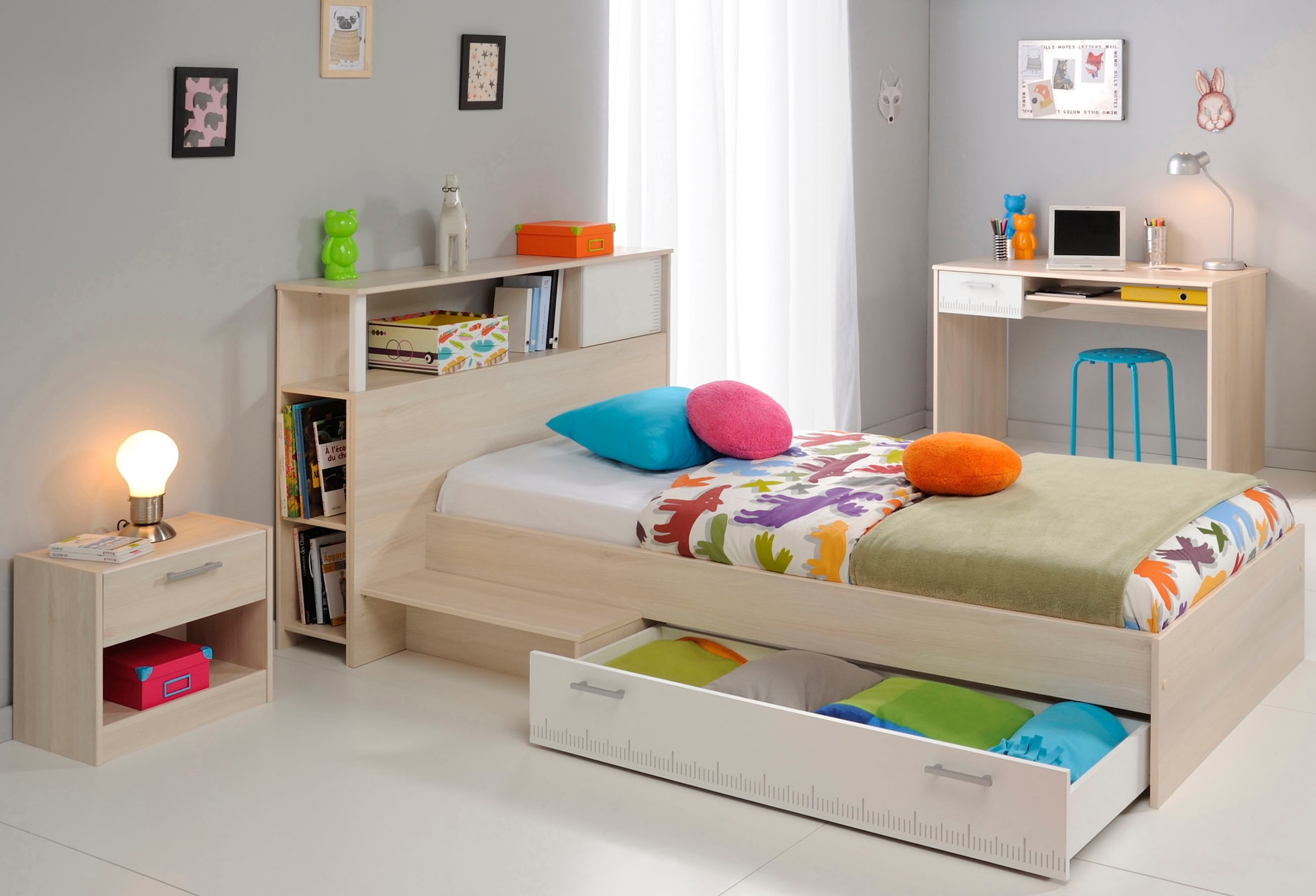 Parisot Jugendzimmer-Set "Charly 11" Set, Bett mit Anstellregal, Nachttisch günstig online kaufen