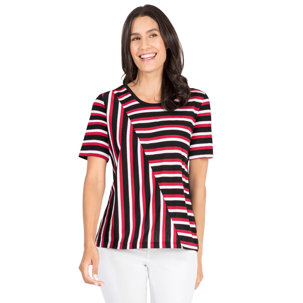 Damenmode Shirts & Sweatshirts Inspirationen T-Shirt »Shirt«, (1 tlg.) schwarz-rot-gestreift