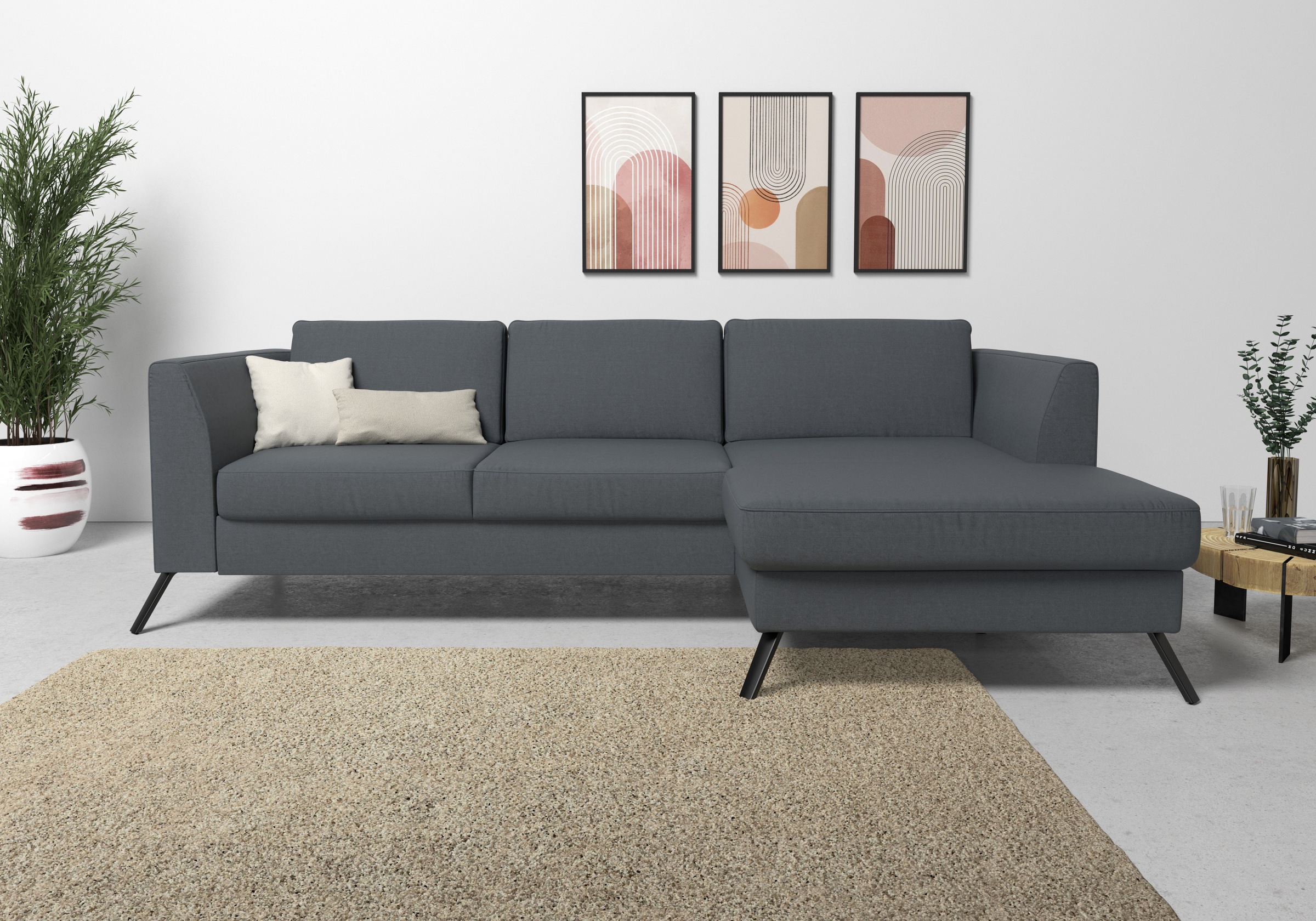 sit&more Ecksofa »Olsen L-Form«, inklusive Sitztiefenverstellung, wahlweise mit Bettfunktion, 15cm hoch