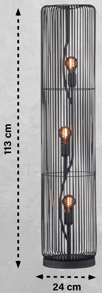 E27 | SCHÖNER 3x Watt, max. ohne Stehlampe BAUR 40 WOHNEN-Kollektion »Cage«, flammig-flammig, 3 Leuchtmittel