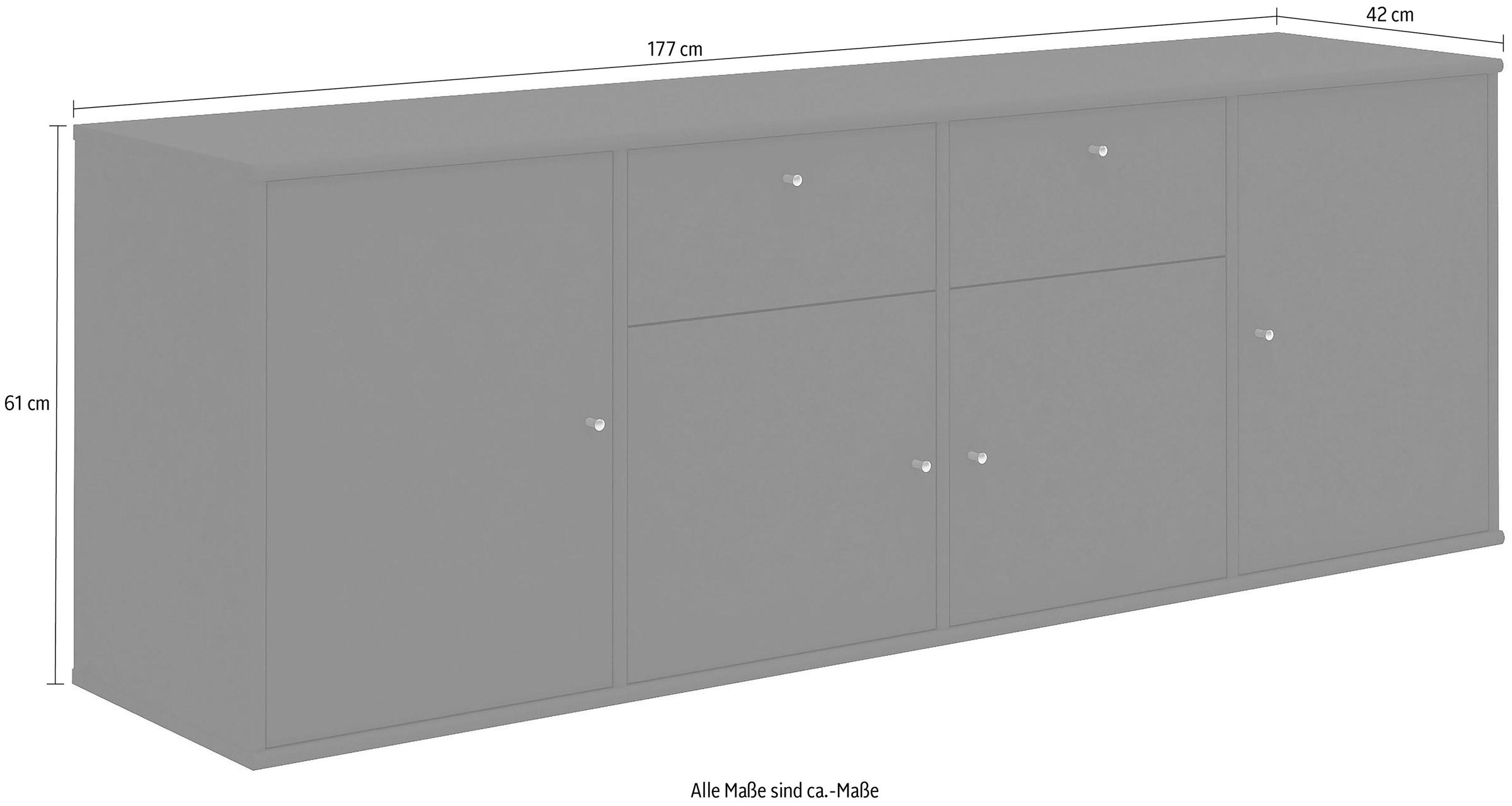 Hammel Furniture Sideboard »Mistral, Hochwertig Schrank, hängend/stehend  montierbar«, mit Türen und Schubladen, B: 177 cm, anpassungsbar Designmöbel  | BAUR