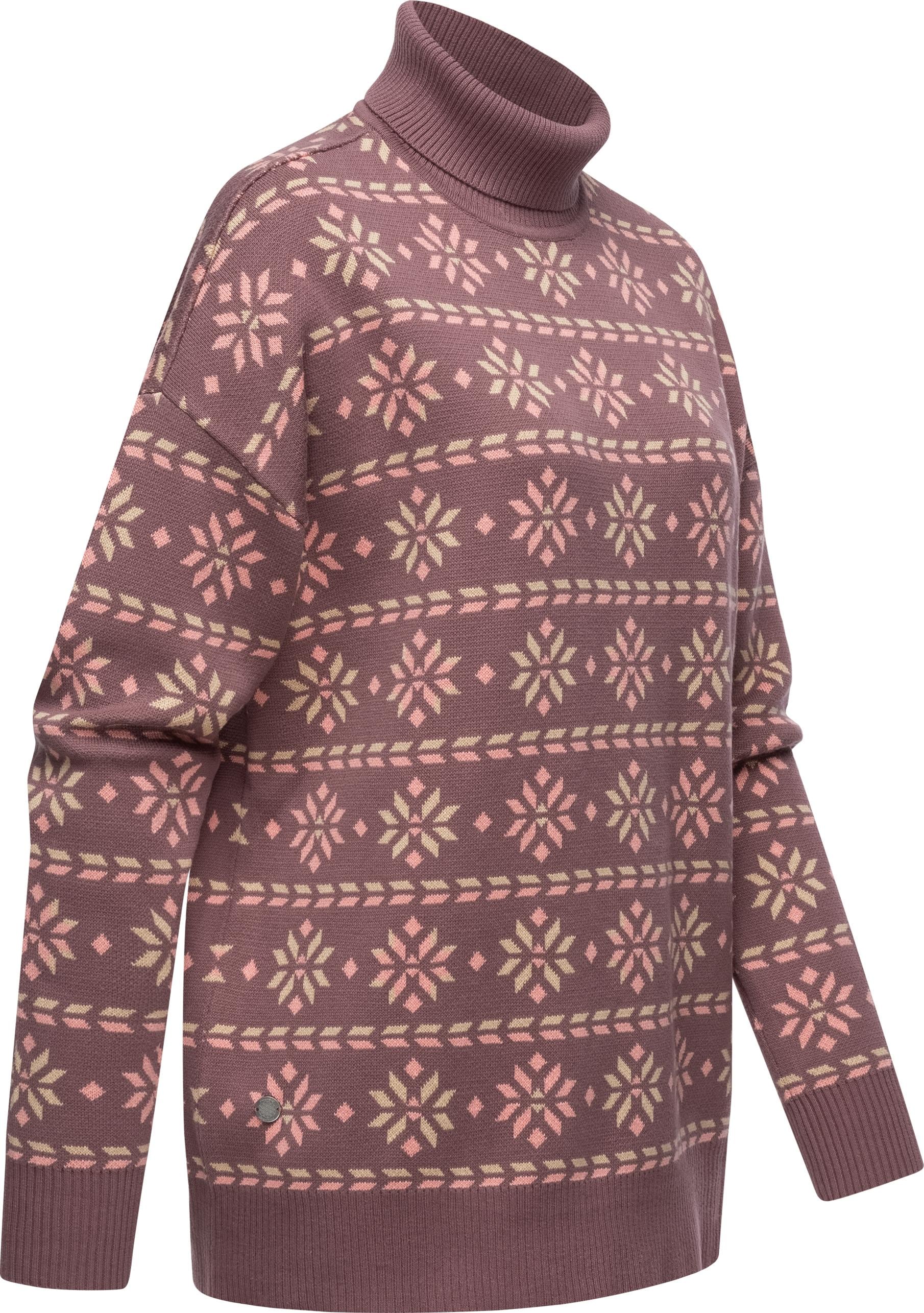 Ragwear Stehkragenpullover »Danika Organic«, Damen Pullover mit winterlichem Muster-Print