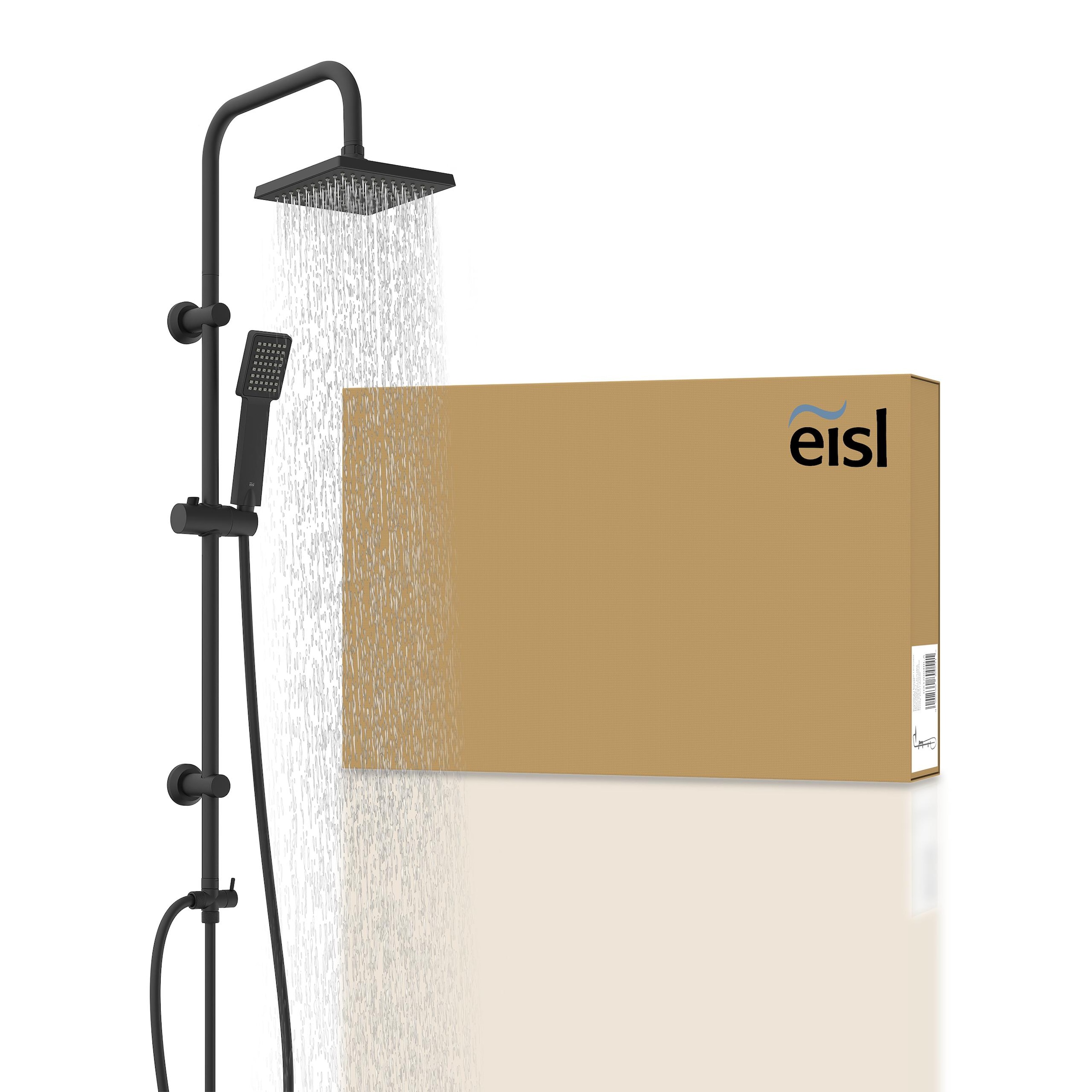 Eisl Schwarz Matt Duschsystem "Easy Energy" 1 Stk. Tlg. Höhenverstellbar / Antikalk-Noppen / Edelstahl von Baur