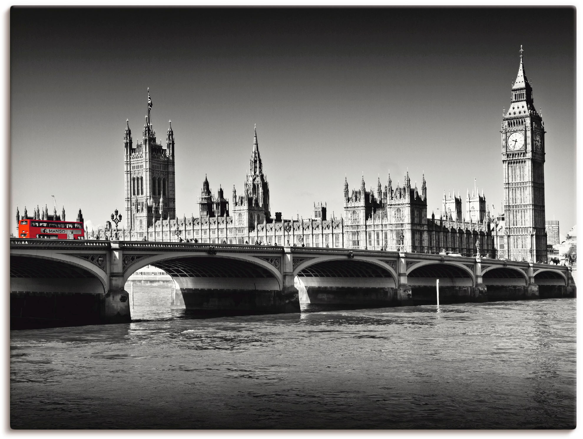 Artland Leinwandbild "Houses of Parliament & Themse", Großbritannien, (1 St.), auf Keilrahmen gespannt