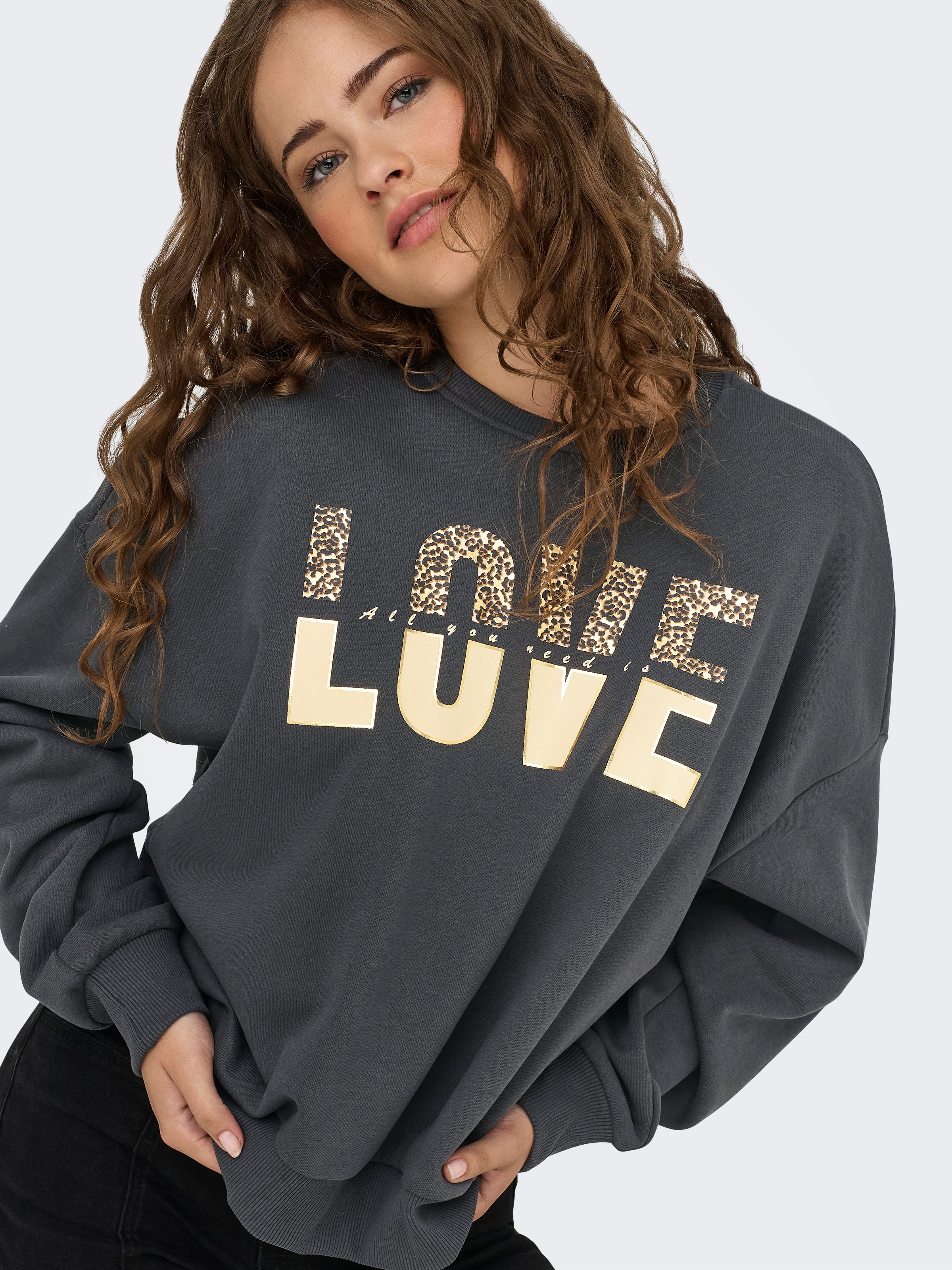 ONLY Sweatshirt "ONLTAMMIE L/S LEO PRINT O-NECK SWT" günstig online kaufen