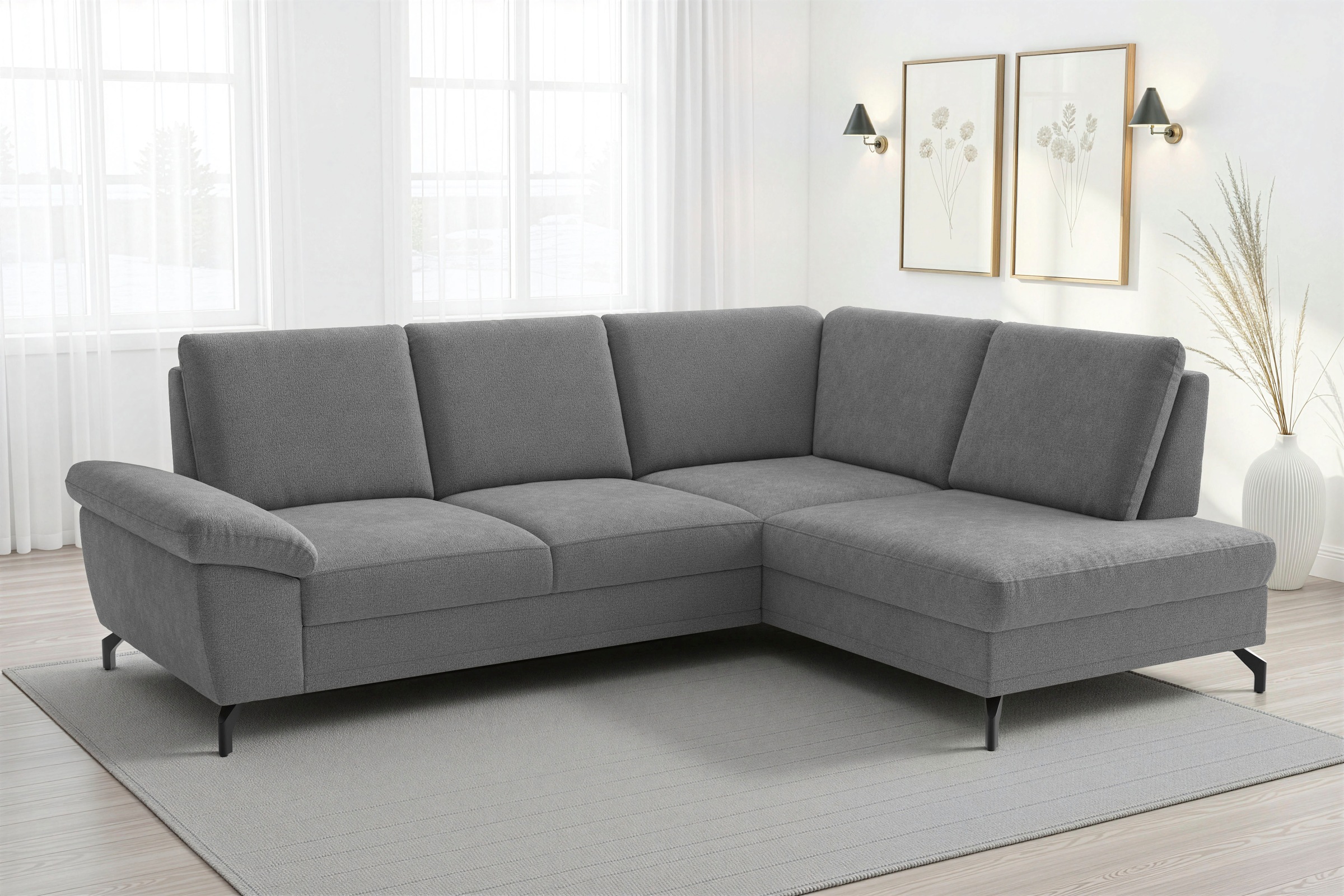 sit&more Ecksofa "Chelsea L-Form, B: 249 cm, Armteil- & Sitztiefenverstellung" optional Schlaffunktion und Bettkasten