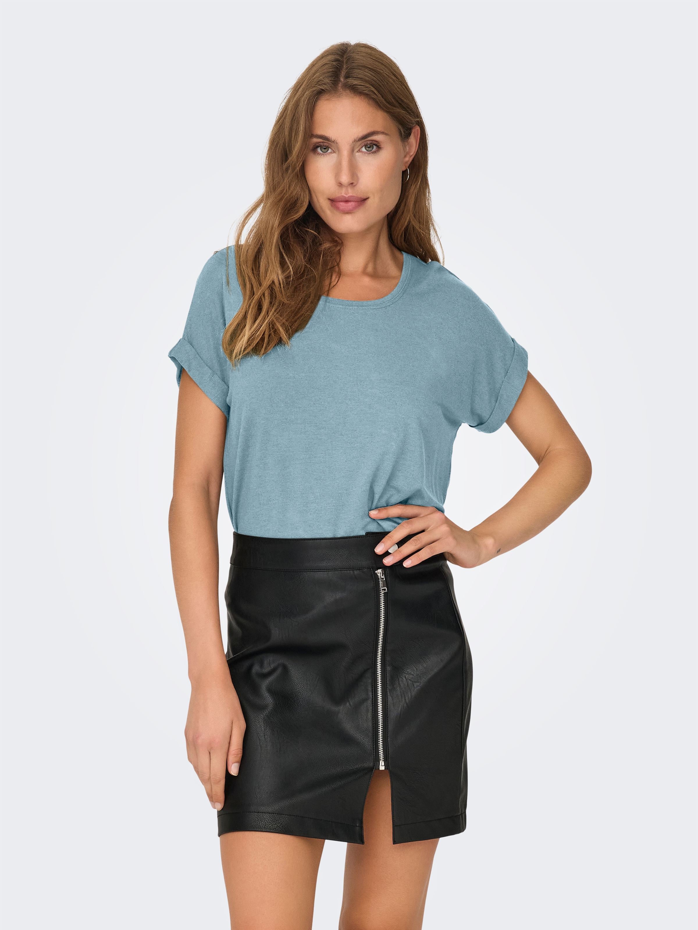 ONLY T-Shirt "ONLMOSTER S/S O-NECK TOP NOOS JRS", mit Aufschlag am Arm günstig online kaufen