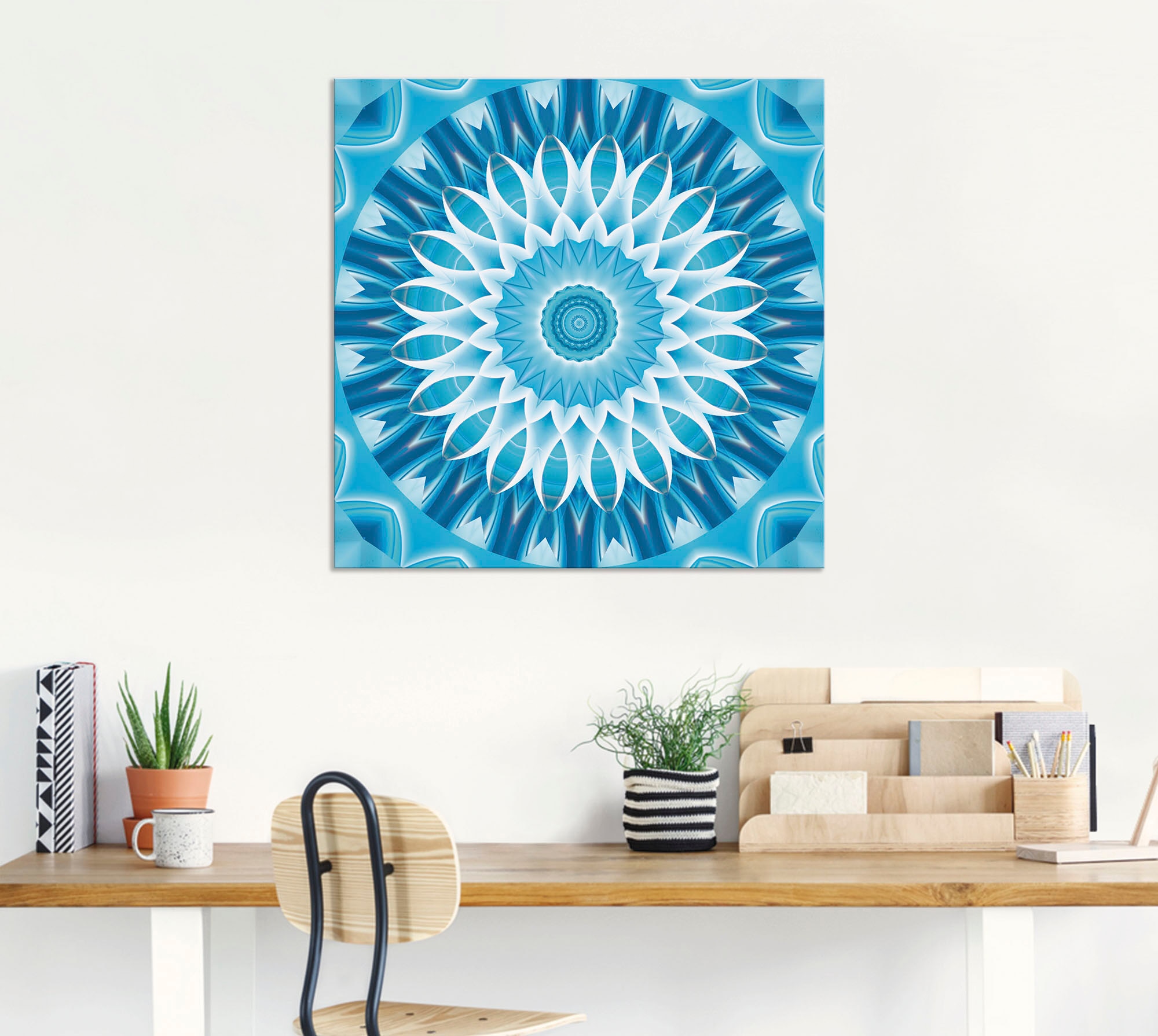 Artland Wandbild »Mandala blau Blüte«, Muster, (1 St.), als Leinwandbild in verschied. Größen