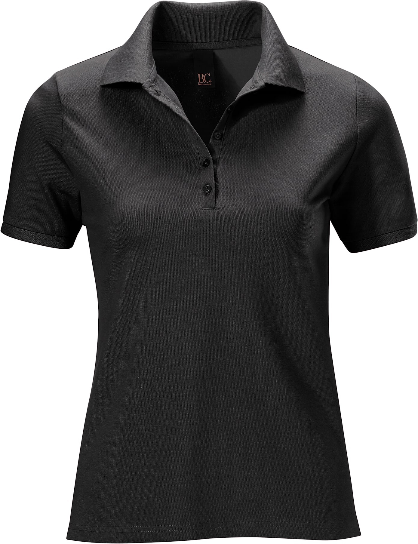 Poloshirt HEINE "Poloshirt", Damen, Gr. 42, schwarz, 95% Baumwolle, 5% Elasthan, unifarben, Shirts 3