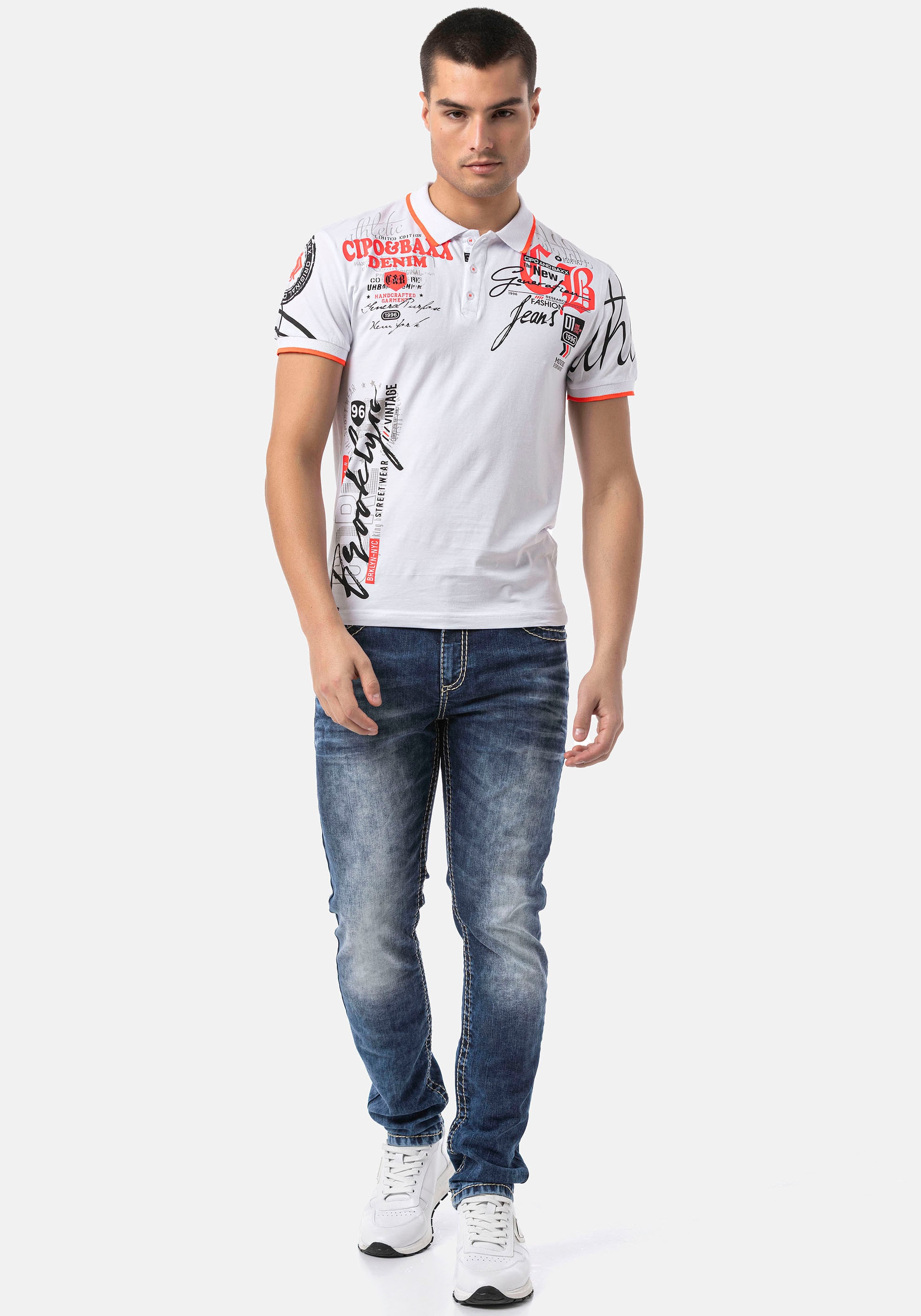 Cipo & Baxx Poloshirt, mit markantem Print