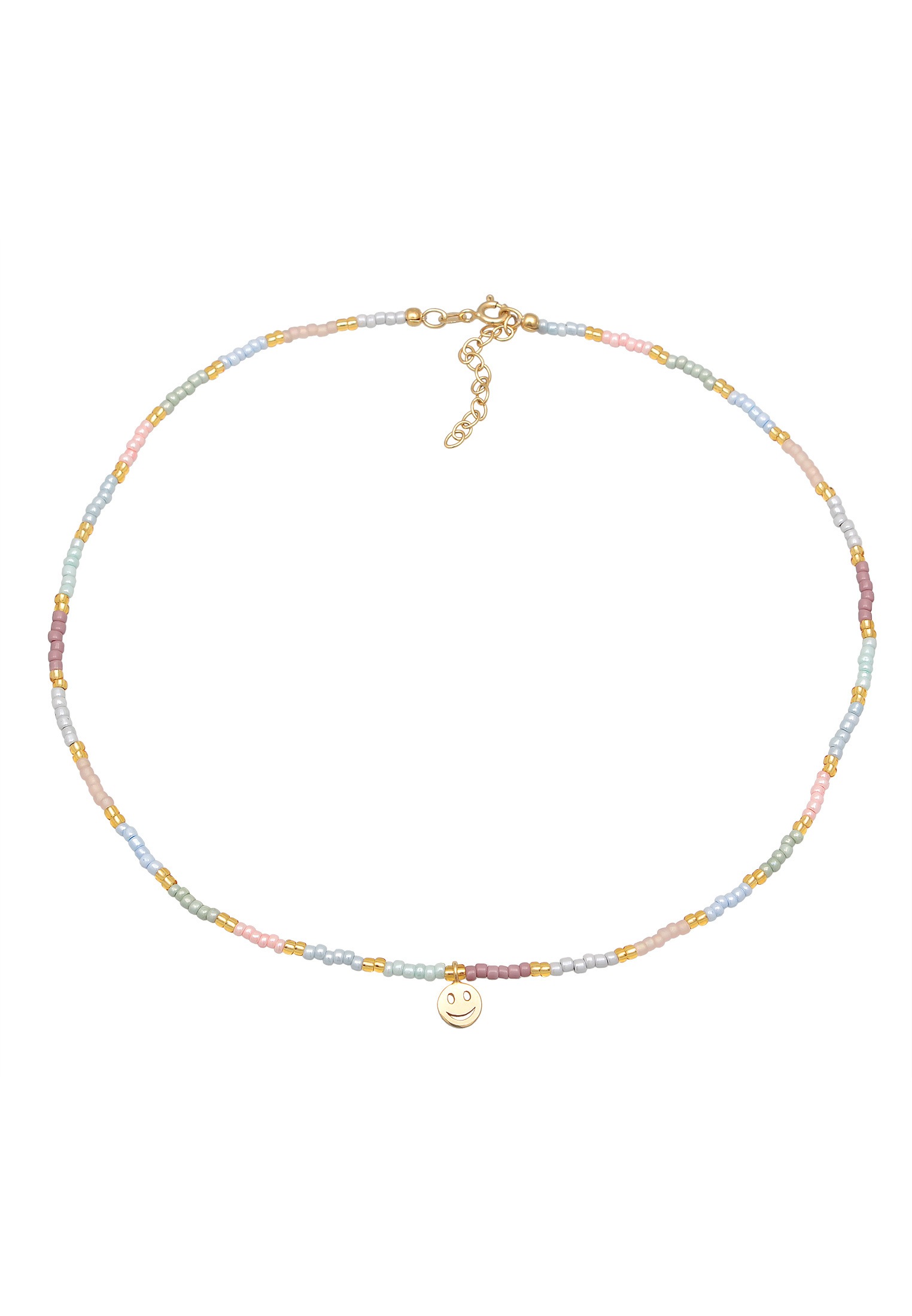 Elli Choker »Halskette Glas Silber Beads Smiling 925 Silber vergoldet«