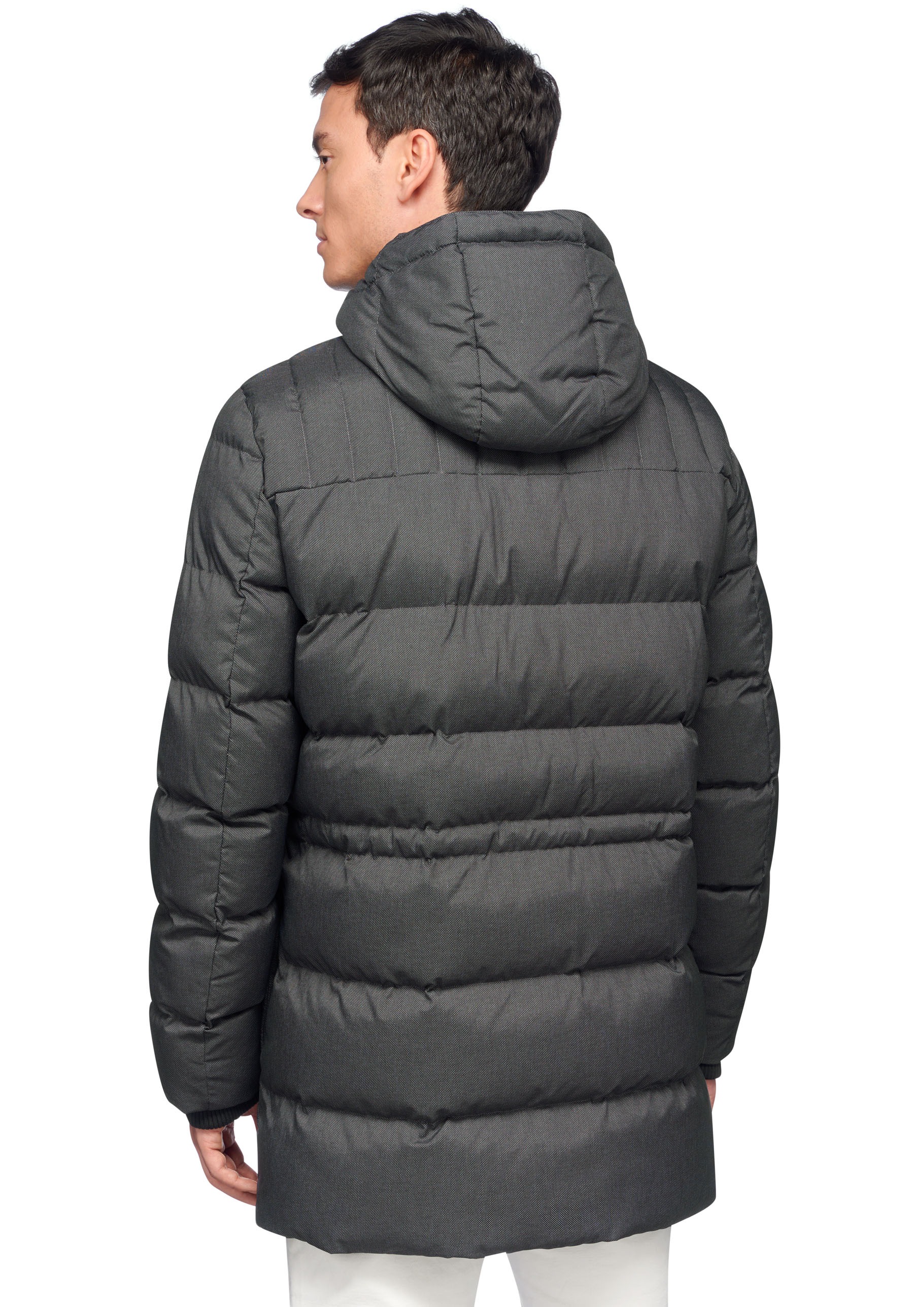 Geox Langjacke »SANFORD«, mit Kapuze, in melierter Optik, 4 Taschen, Kapuze, modische Steppung