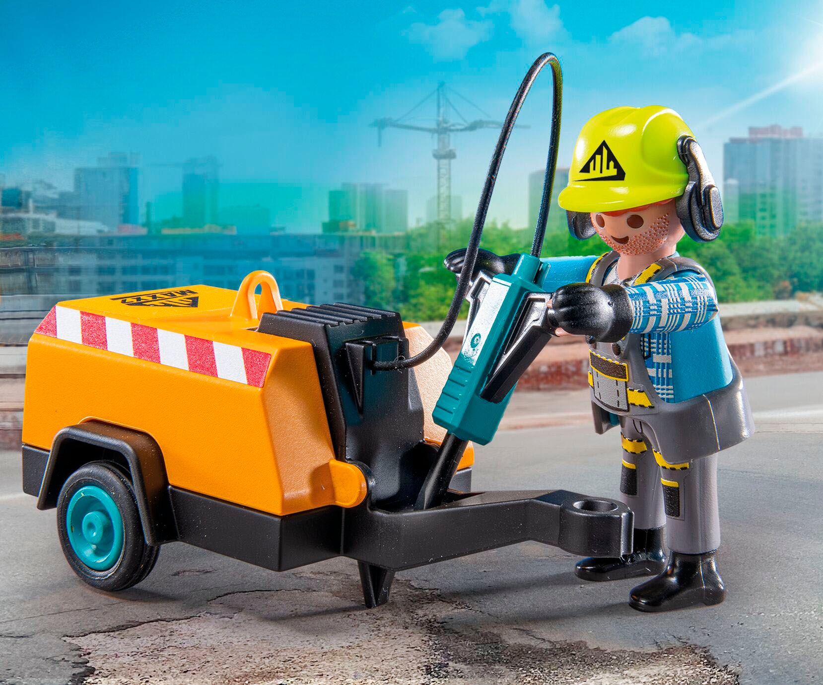 Playmobil® Konstruktions-Spielset »Bauarbeiter mit Meißel (71752), Playmobil Action Heroes«, (14 St.)