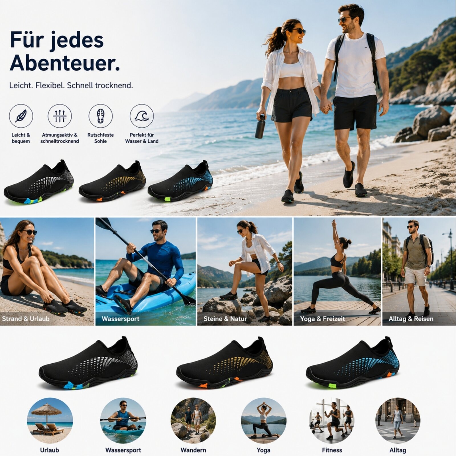 DOTALES Aquaschuh »Aquaflex Barfuß-Wasserschuhe, Badeschuhe Damen & Herren«  Minimalschuhe