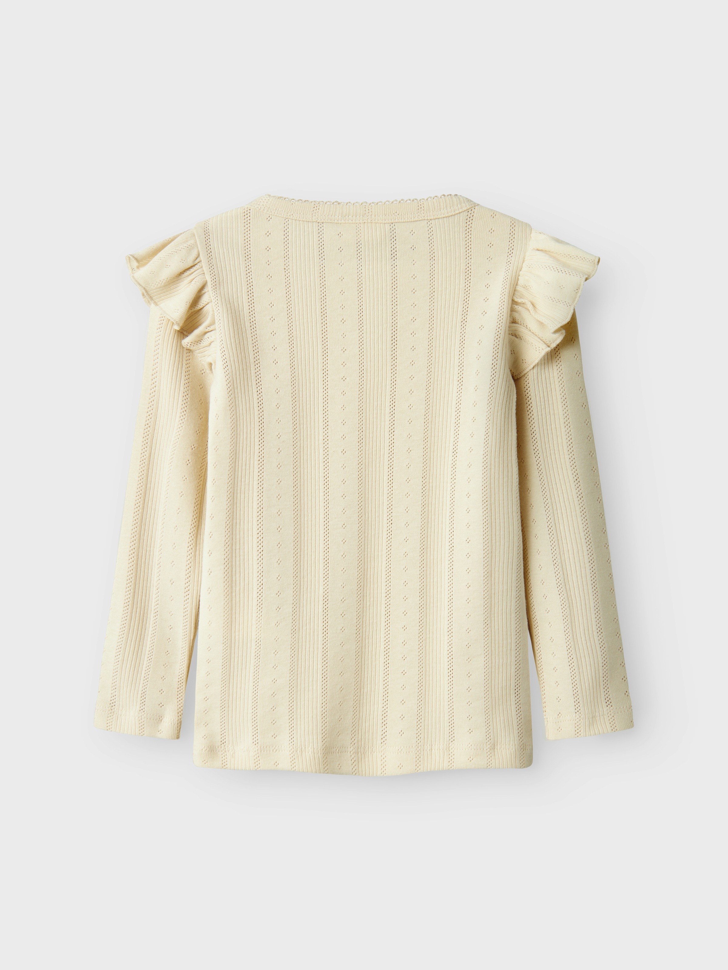 Name It Longtop »NMFJULIA LS SLIM TOP NOOS«, mit tollem Volant an der Schulter und im süßen Ajourstrick-Design
