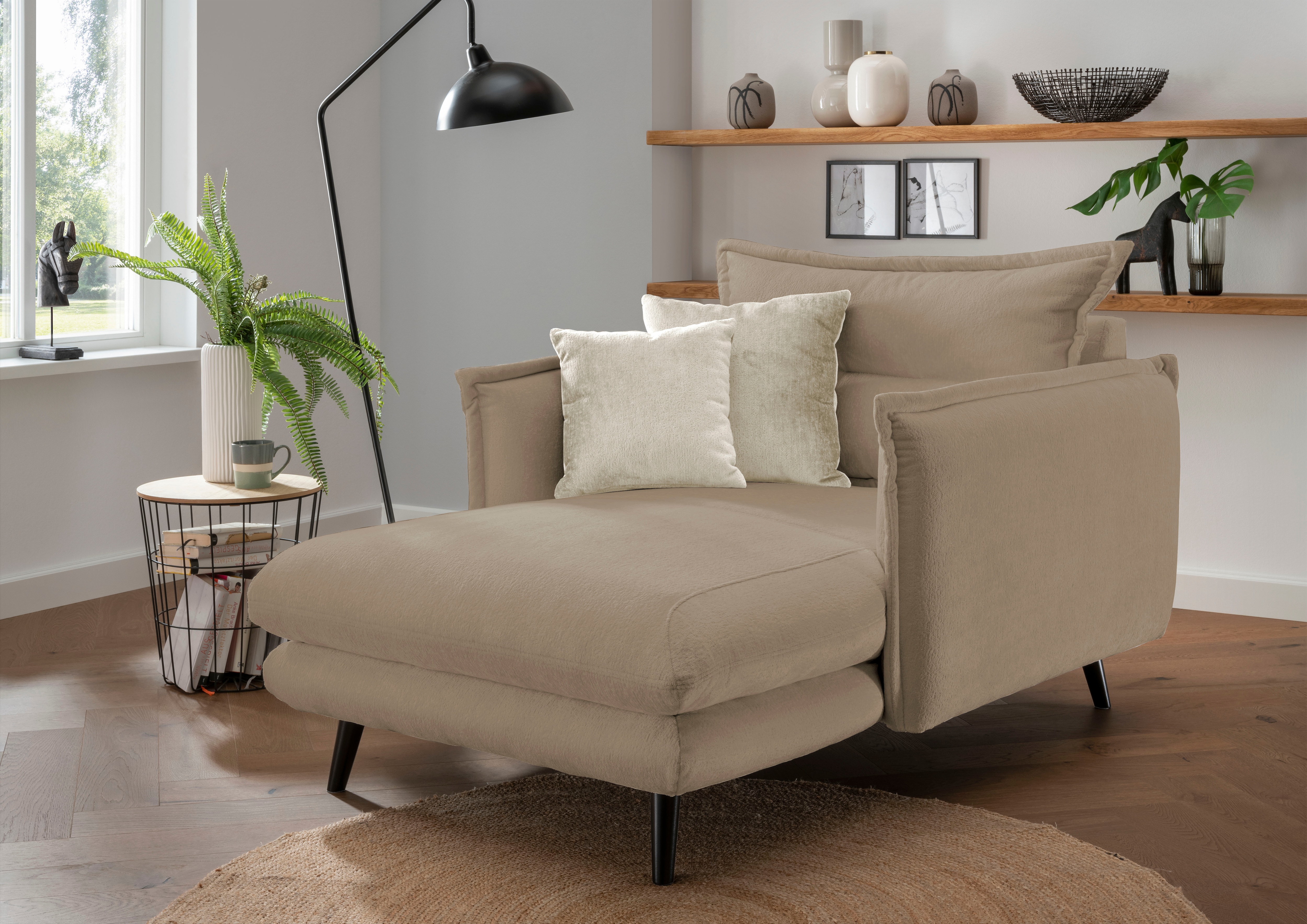 Home affaire Loveseat "Lazio, 111 cm breit, modern und bequem" Webstoff, inkl. Rücken- und Zierkissen