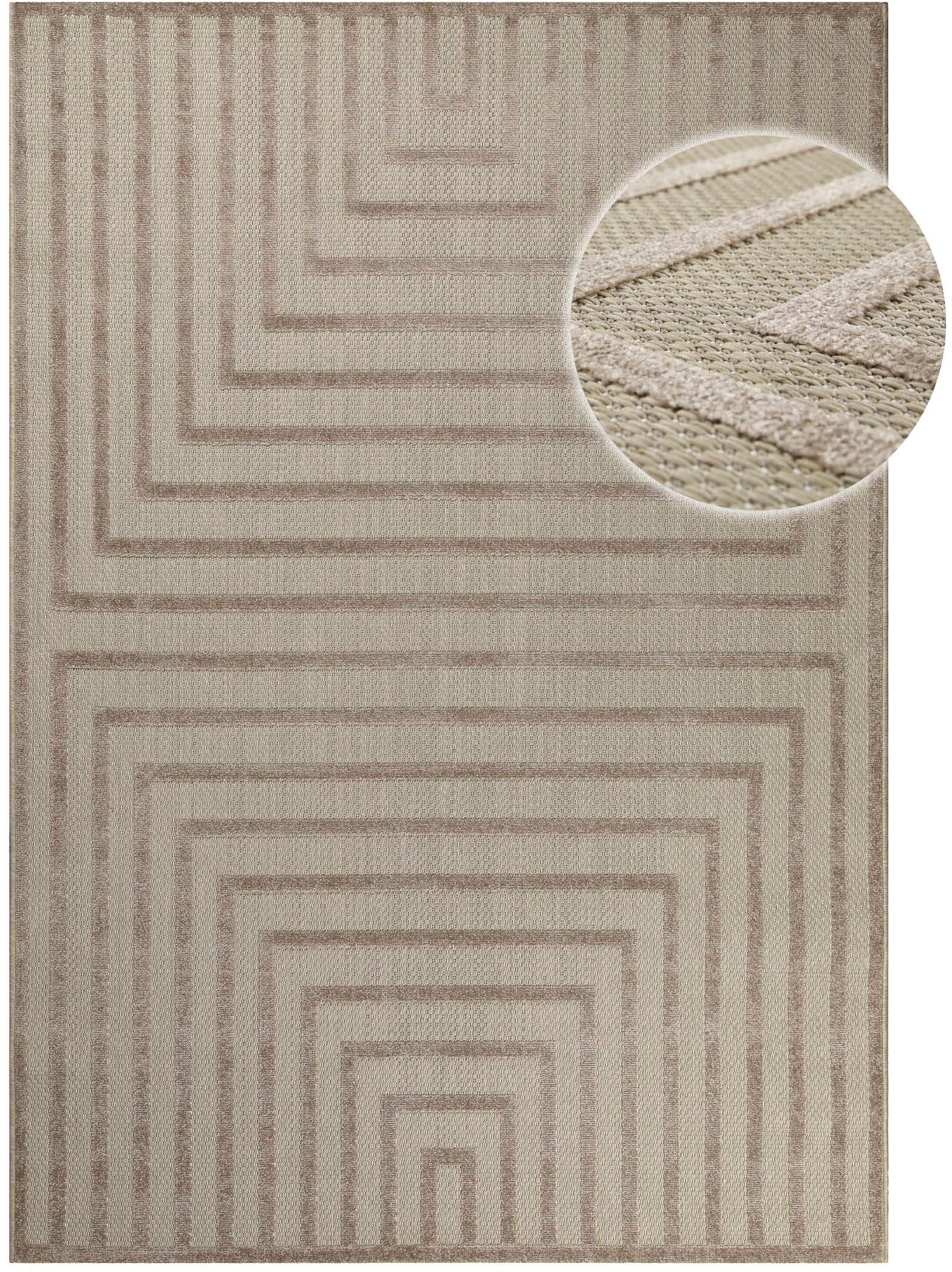 my home Outdoorteppich »Ziven«, rechteckig, 6 mm Höhe, In- und Outdoor Teppich, wetterfest, modernes Design, Terrasse, Balkon