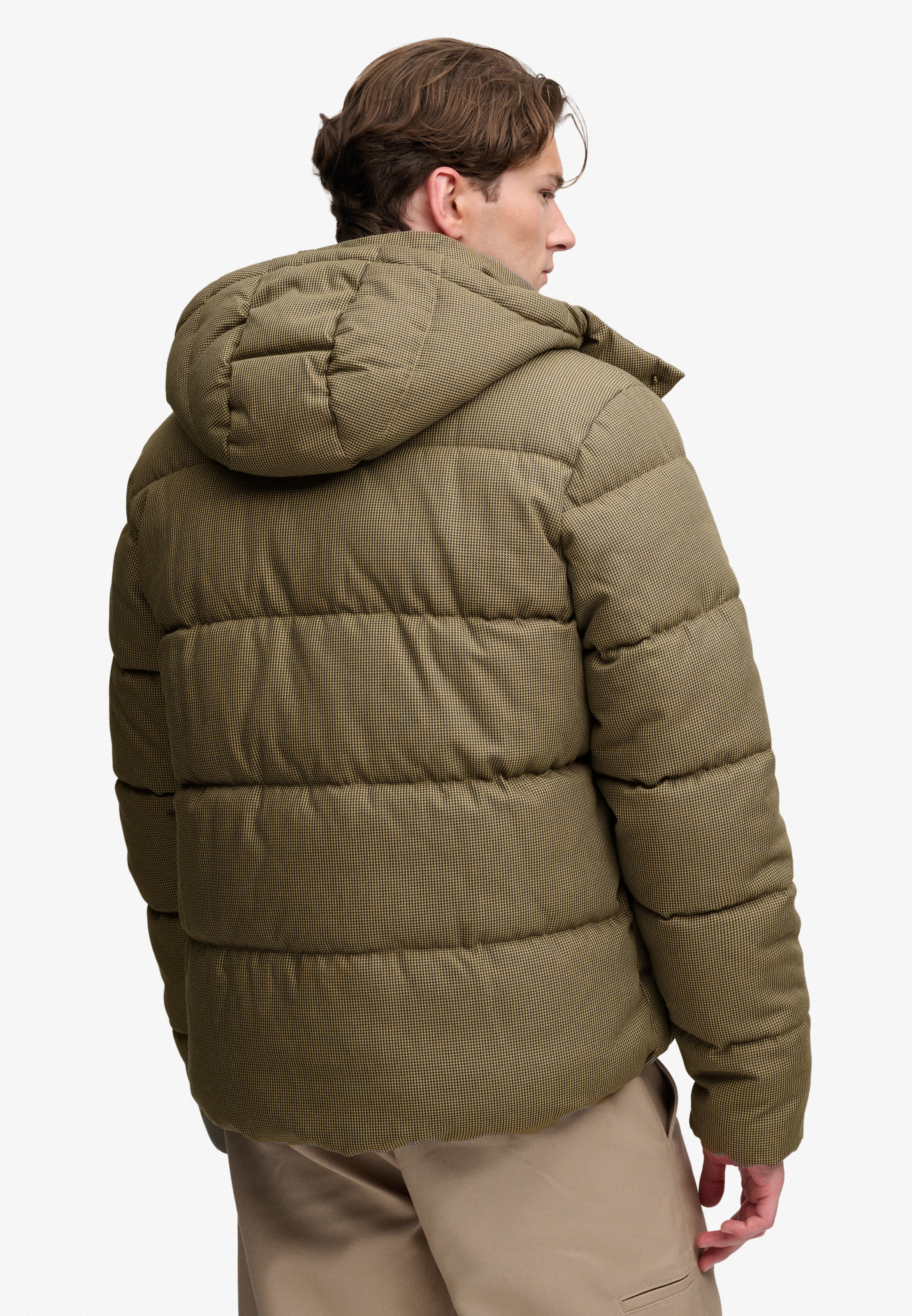 Superdry Steppjacke »PREMIUM HOOD CHECK PUFFER JKT« mit Kapuze Materialmix, relaxed fit
